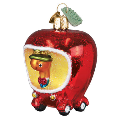 Old World Christmas Richard Scarry Lowly Worm in Apple Car Ornament