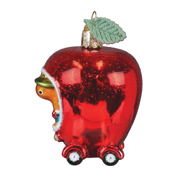 Old World Christmas Richard Scarry Lowly Worm in Apple Car Ornament