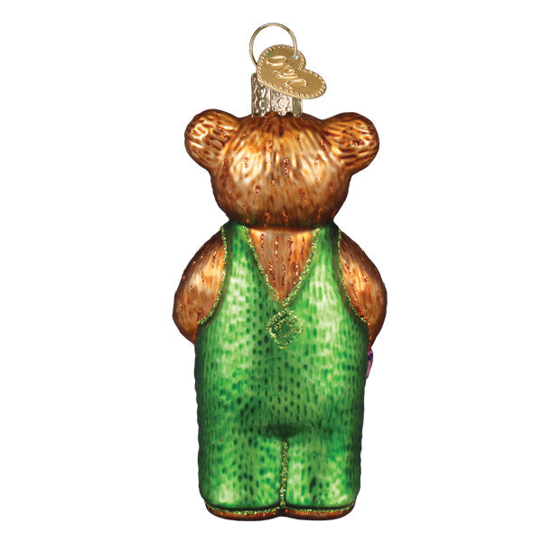 Old World Christmas Corduroy Bear With Book Ornament
