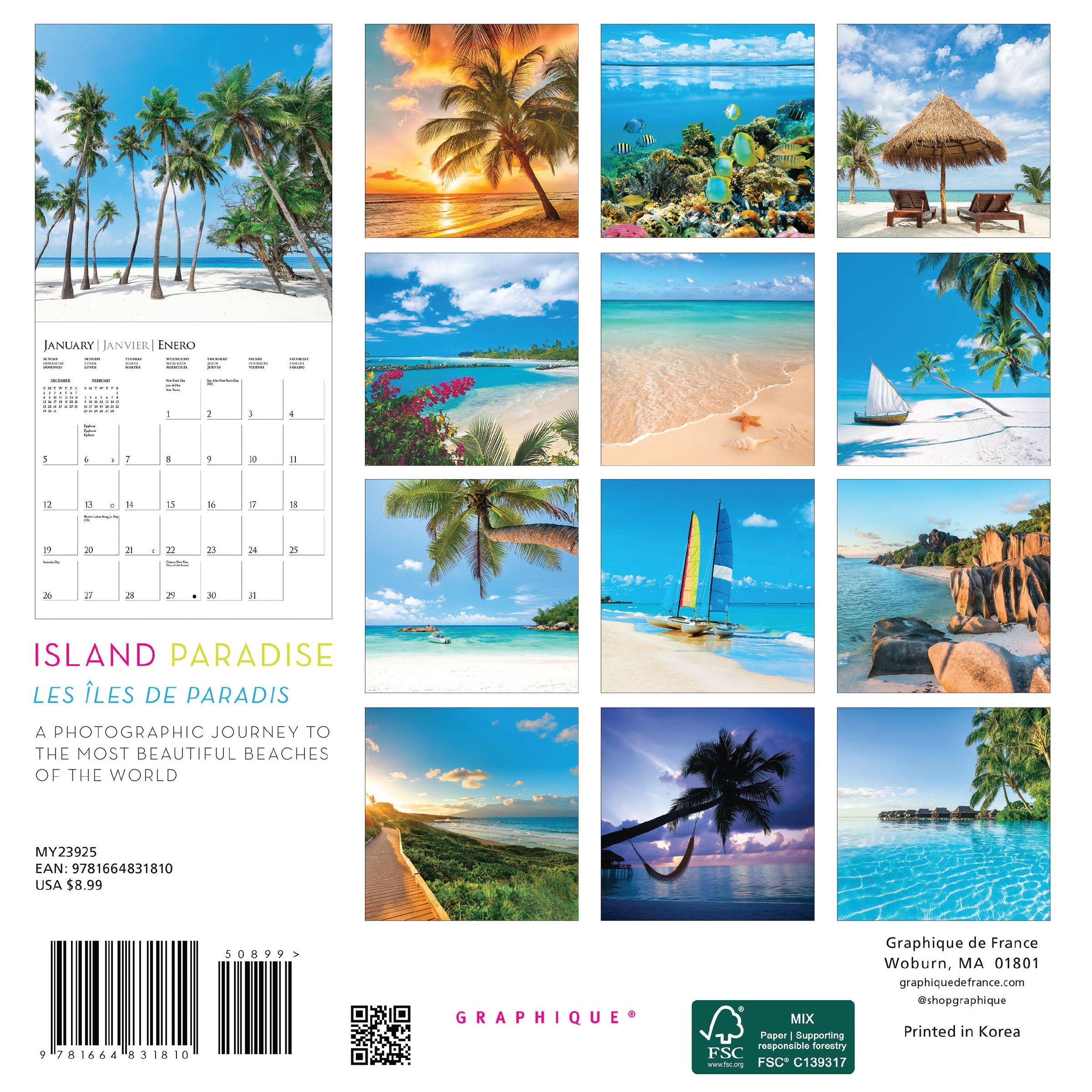 Island Paradise 2025 Mini Wall Calendar    