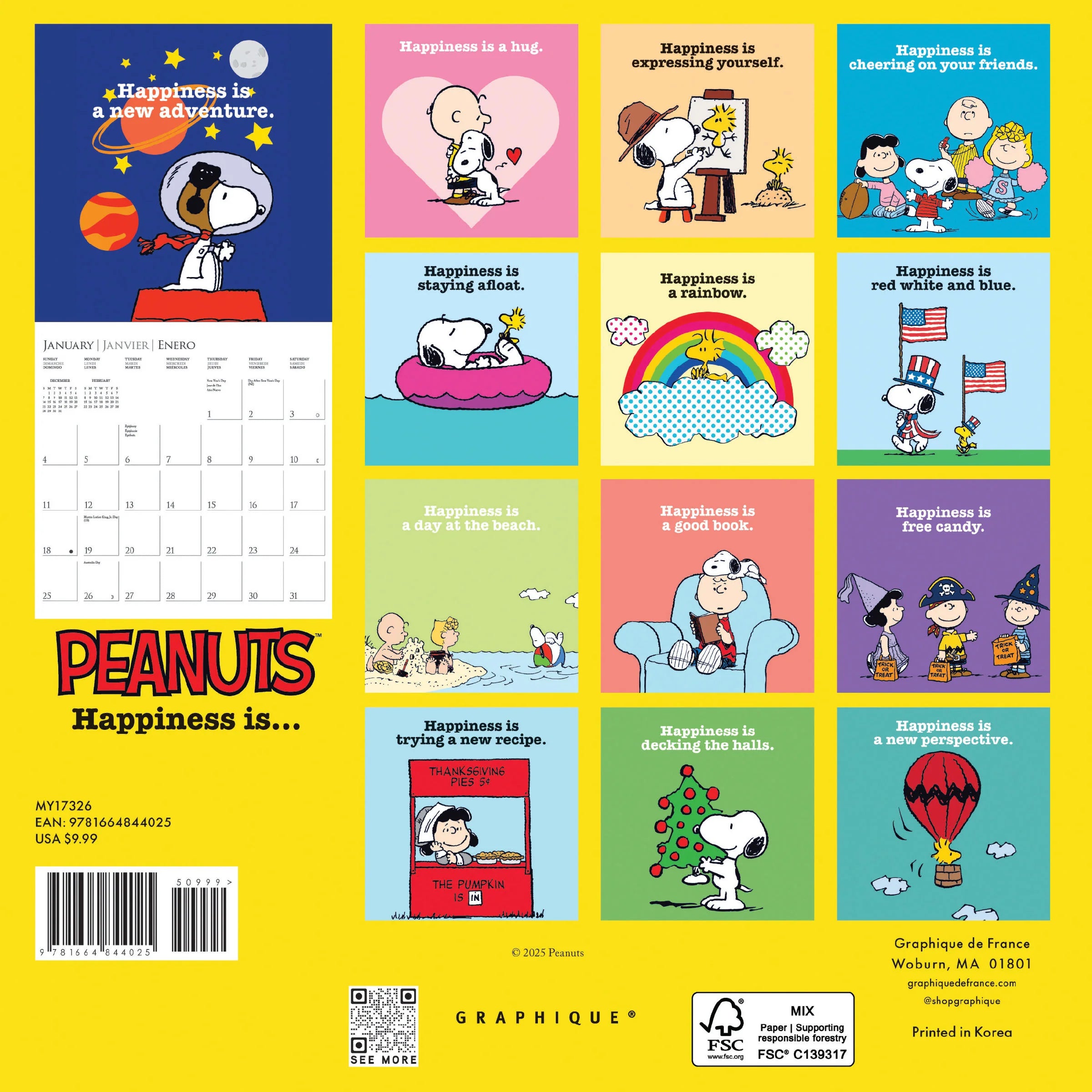 Peanuts 2026 Mini Wall Calendar