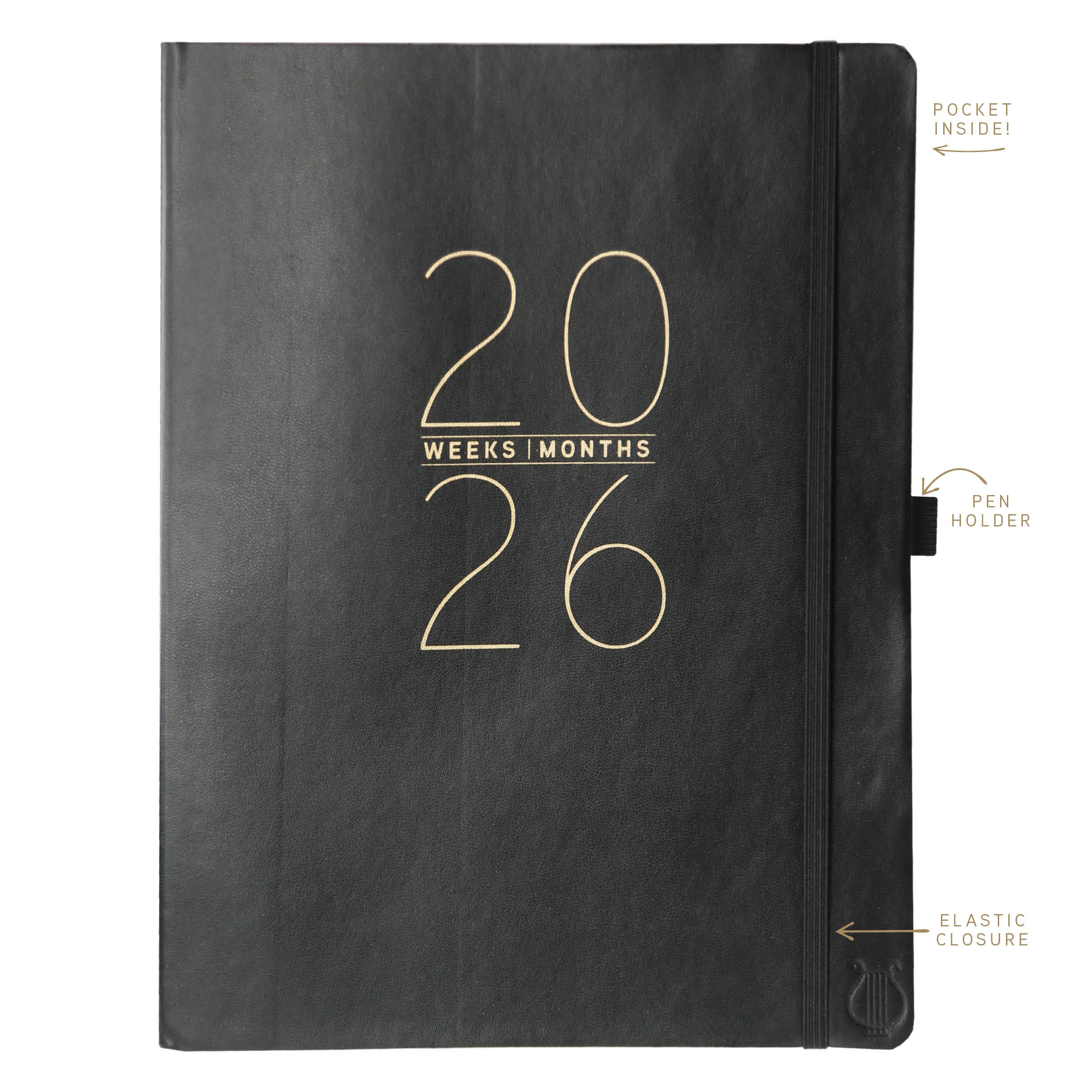 Apollo Collection Black 2026 18-Month 8x10 Vegan Leather Planner