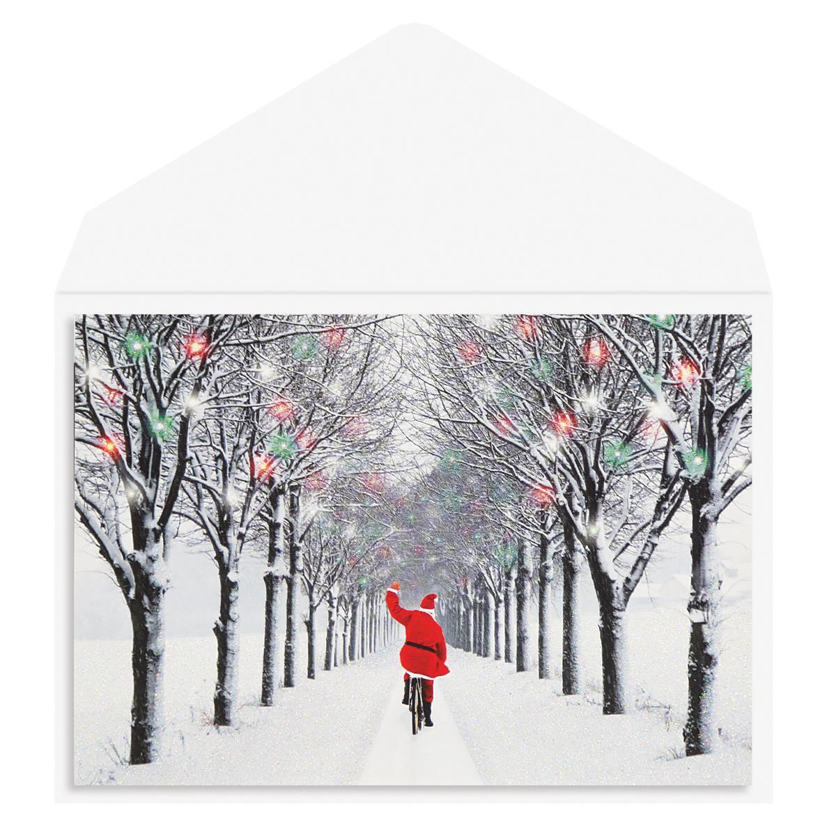 Boxed Christmas Cards - Santa In Snow On A Bike    