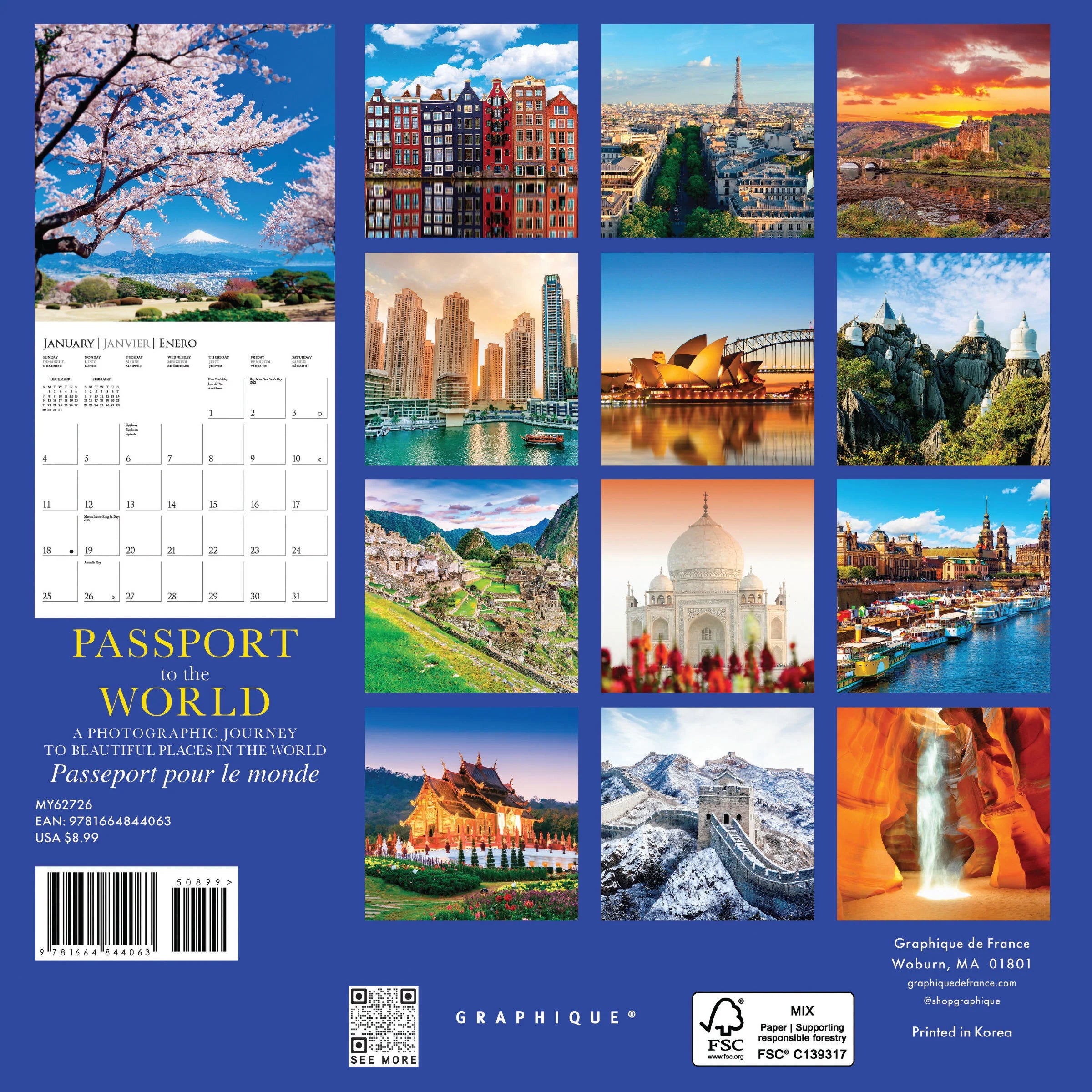 Passport To The World 2026 Mini Wall Calendar