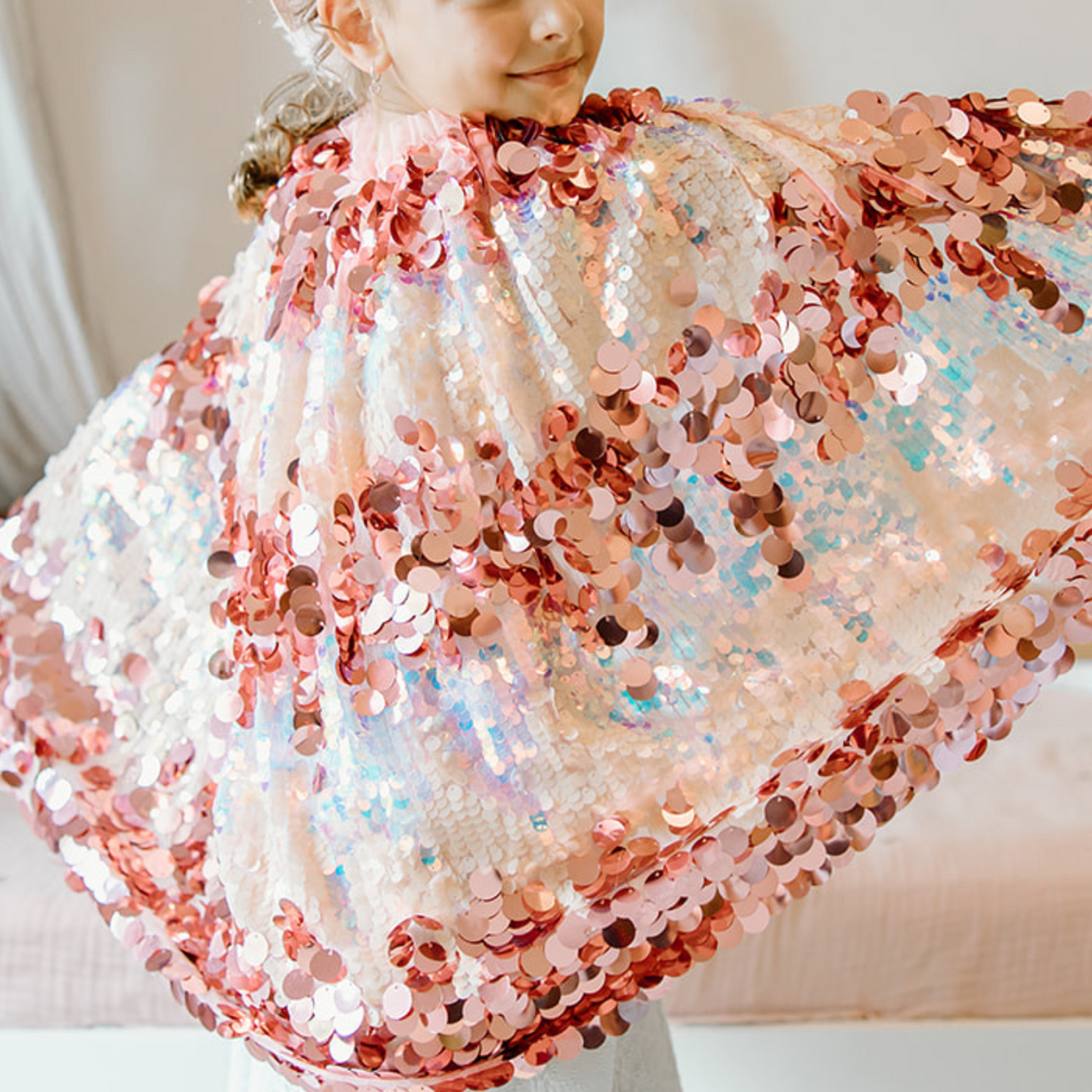 CE 5th Ave Pink Pailette Cape - Size: 4-6