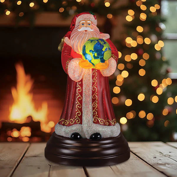 Old World Christmas World Peace Santa Light Up Figurine