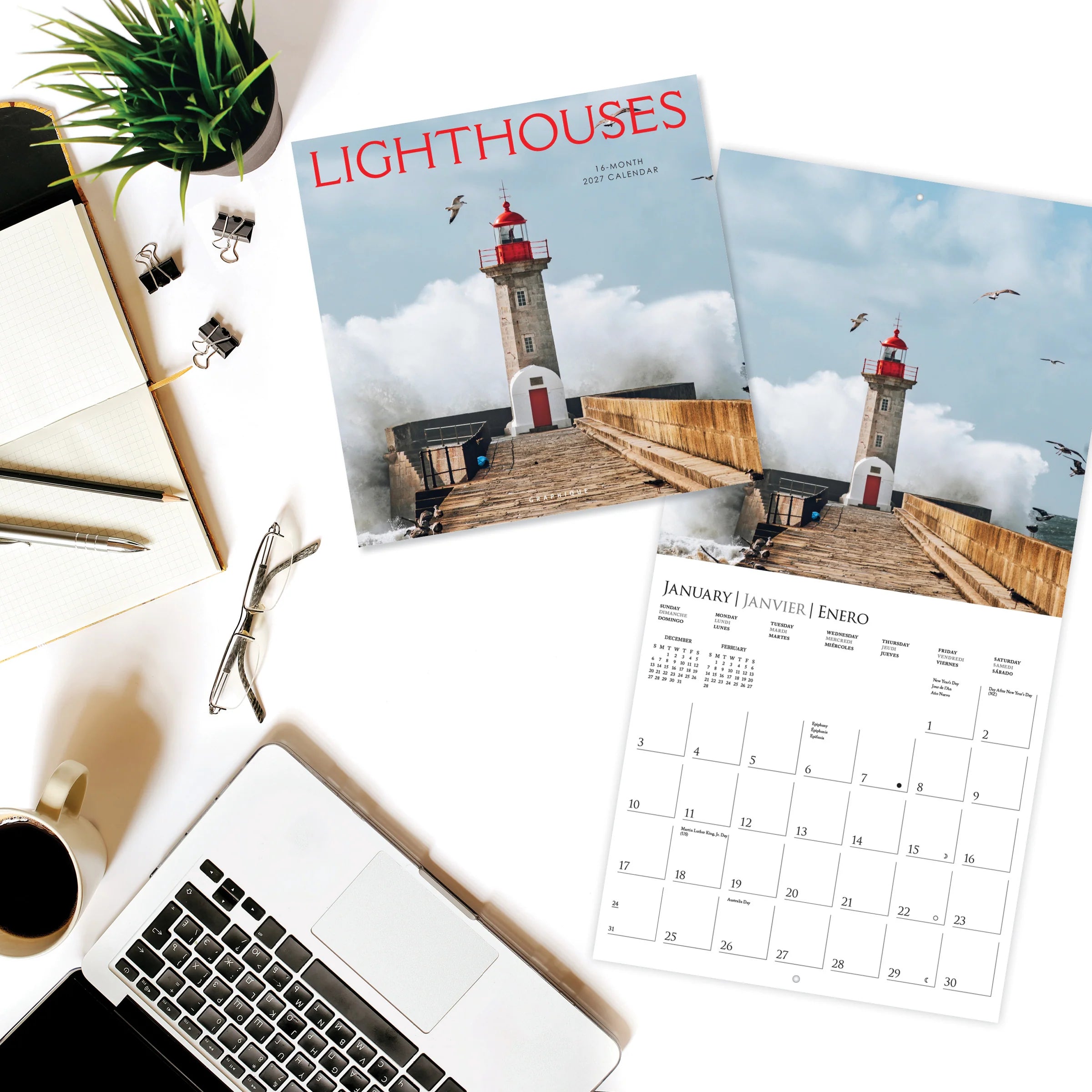 GRPH Lighthouses 2027 Wall Calendar