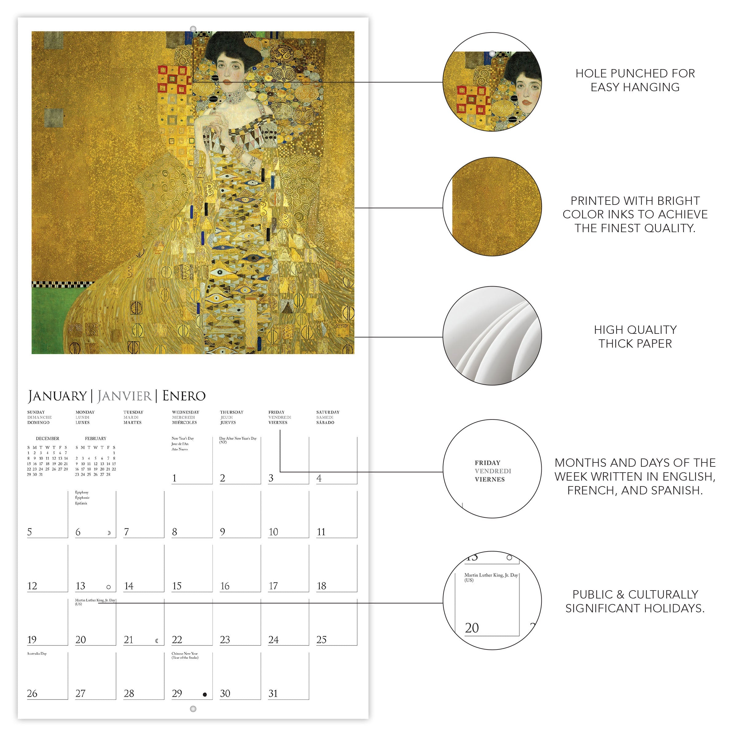 Gustav Klimt 2025 Wall Calendar    