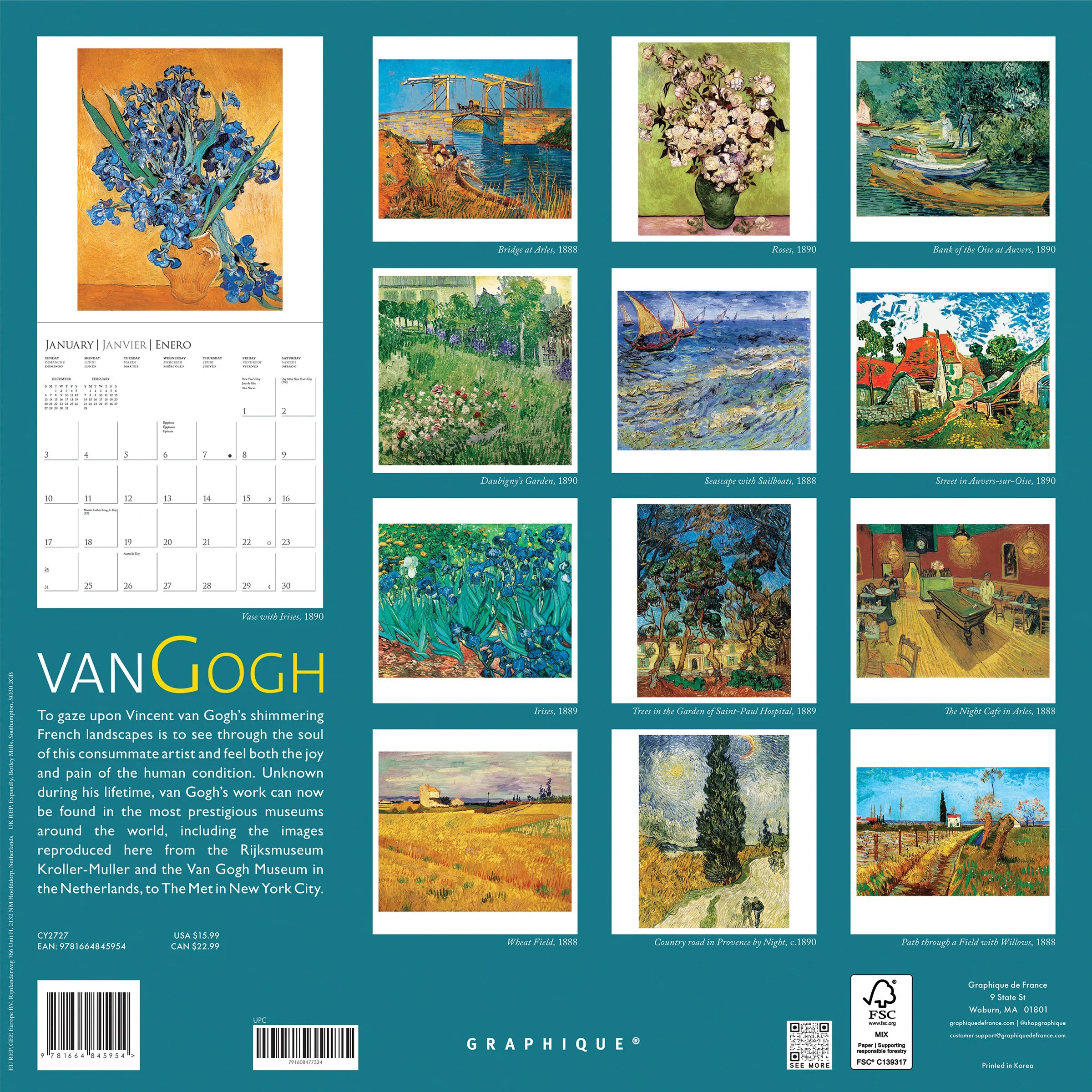 GRPH Vincent van Gogh 2027 Wall Calendar