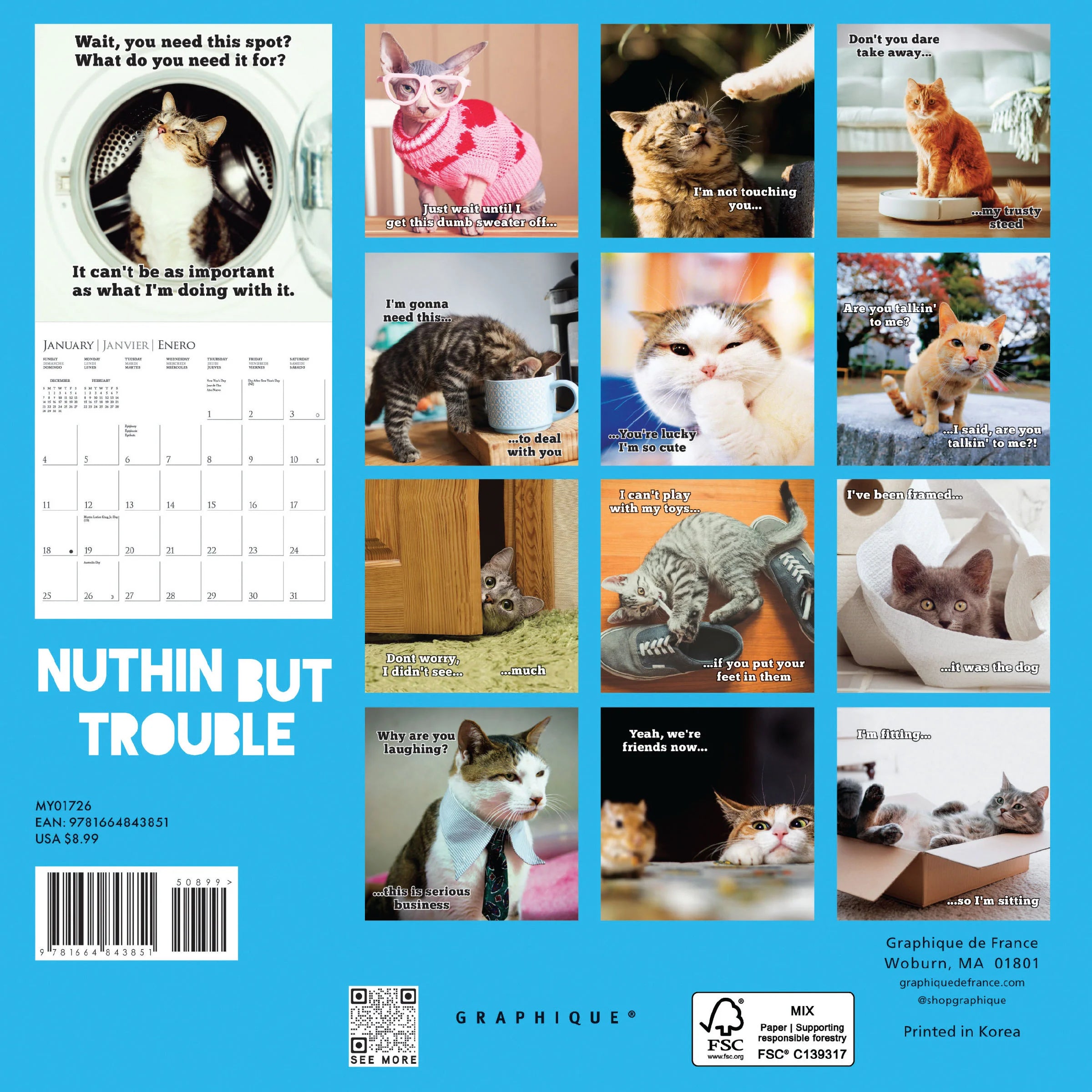 Nuthin But Trouble 2026 Mini Wall Calendar