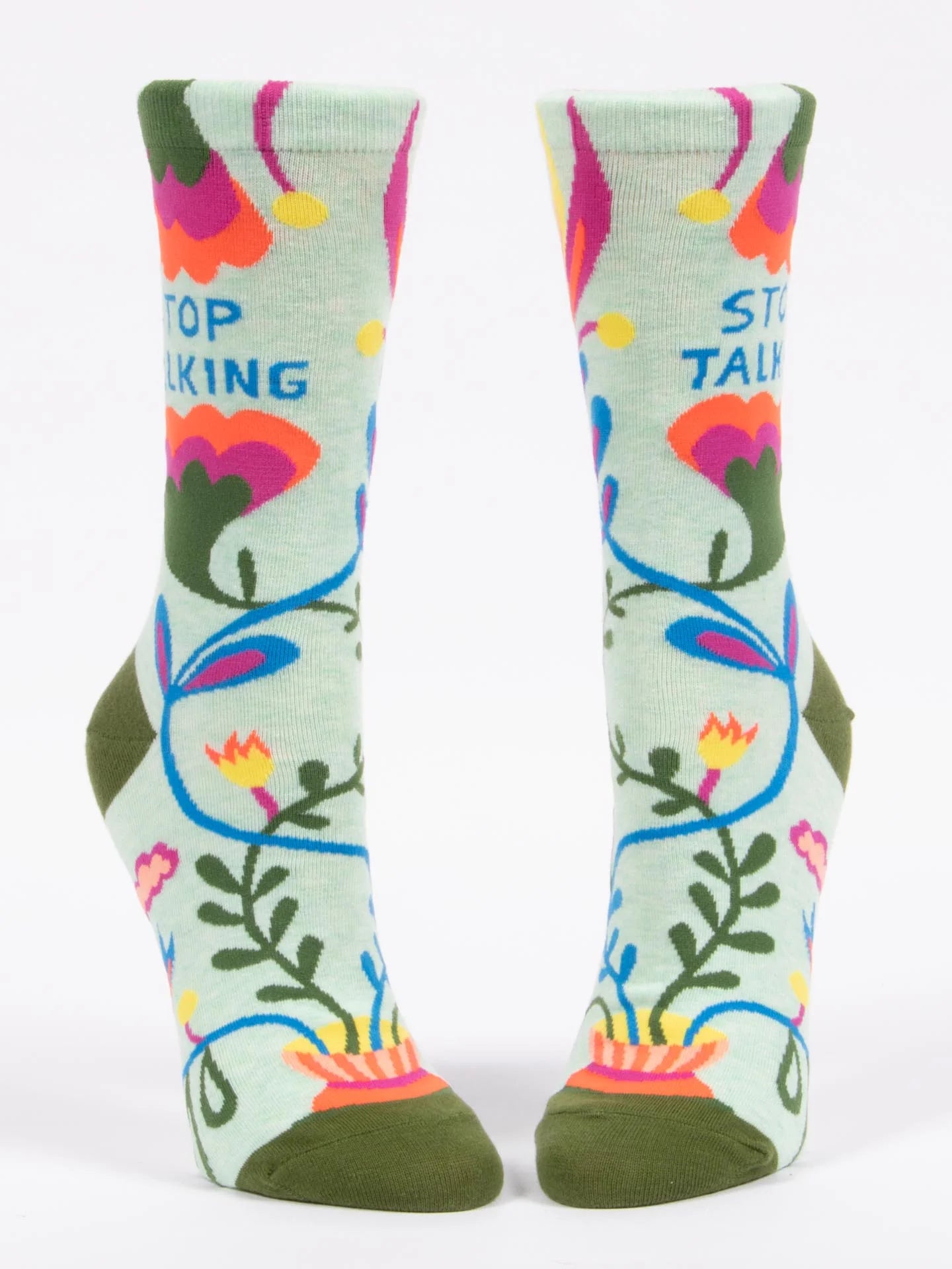 Blue Q Women's Crew Socks - Stop Talking