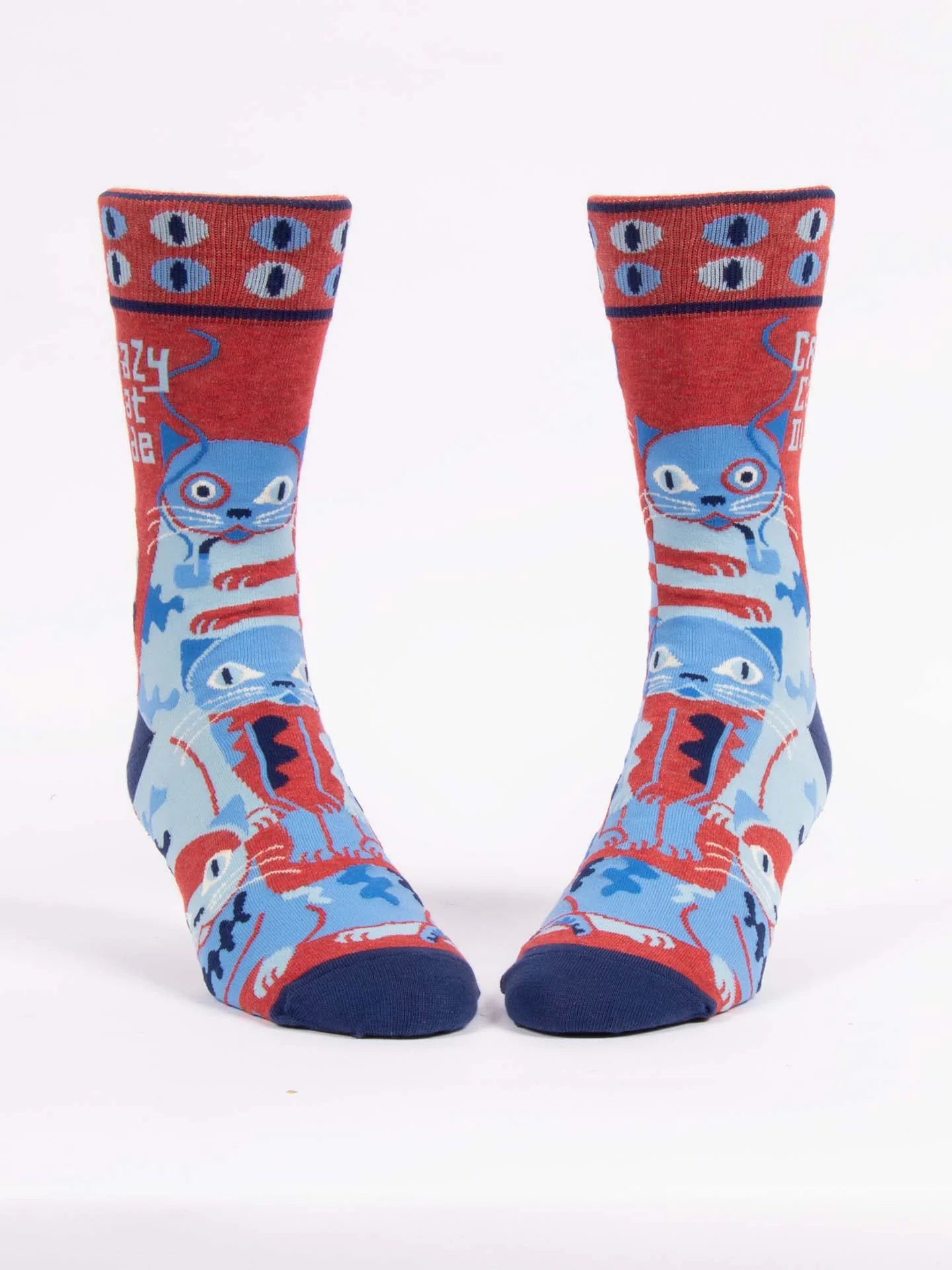 BLUQ Crazy Cat Dude Men's Crew Socks