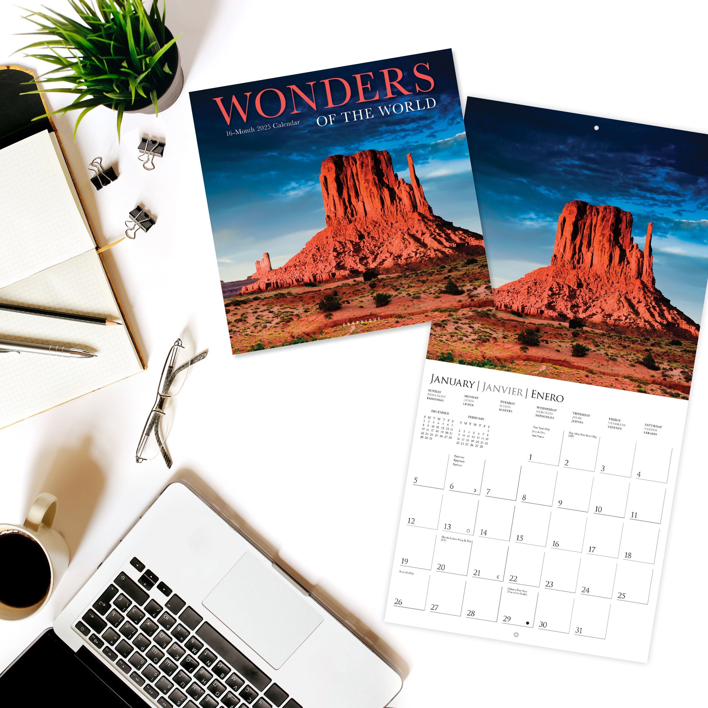 Wonders of The World 2025 Wall Calendar    