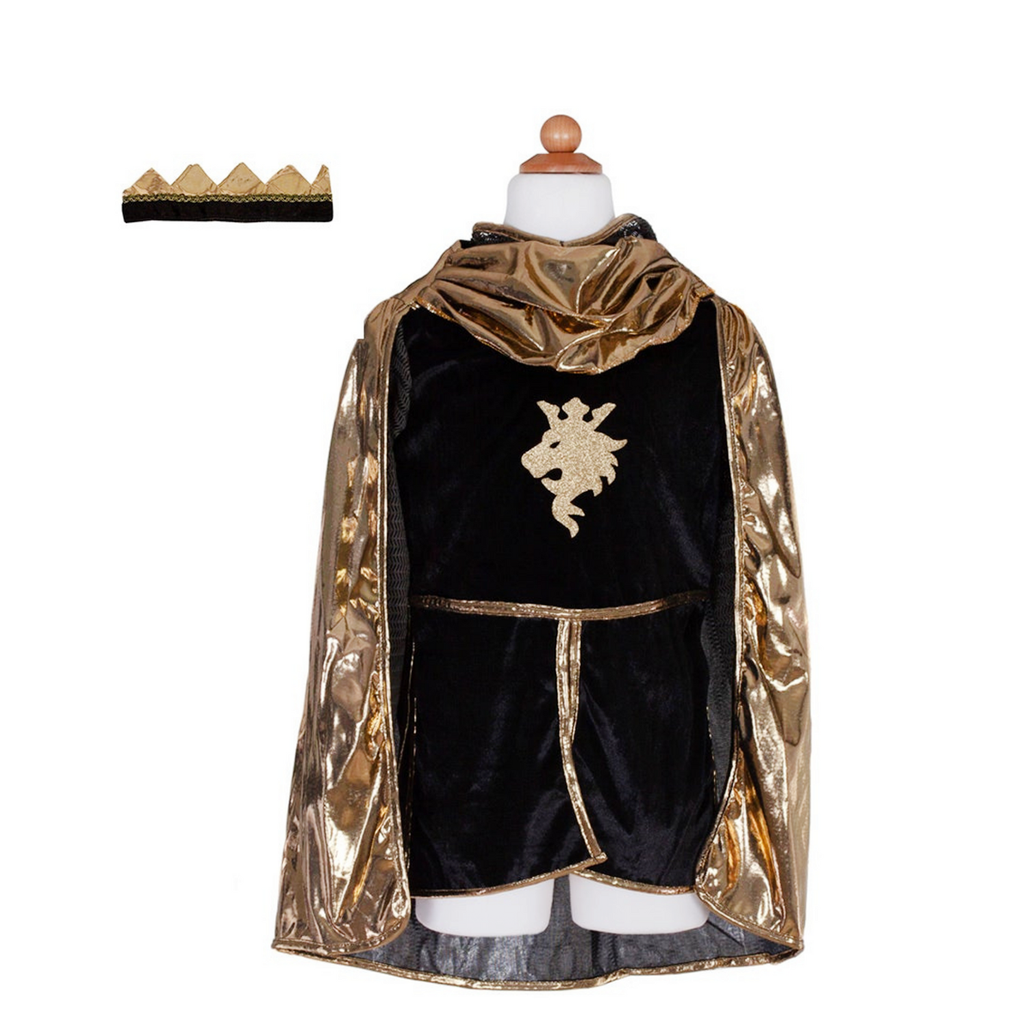 Gold Knight Set With Tunic, Cape and Crown - Size 5-6