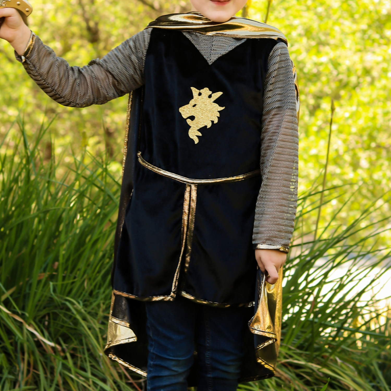 Gold Knight Set With Tunic, Cape and Crown - Size 5-6