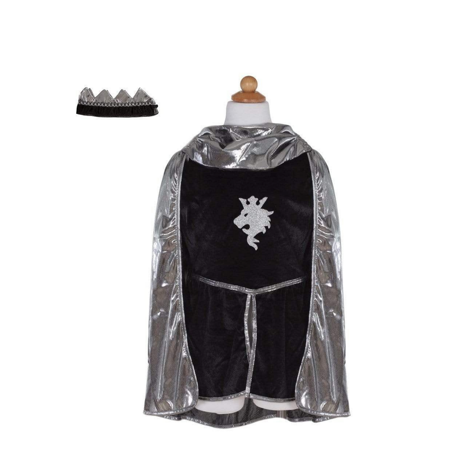 Silver Knight Set with Tunic, Cape and Crown - Size 5-6