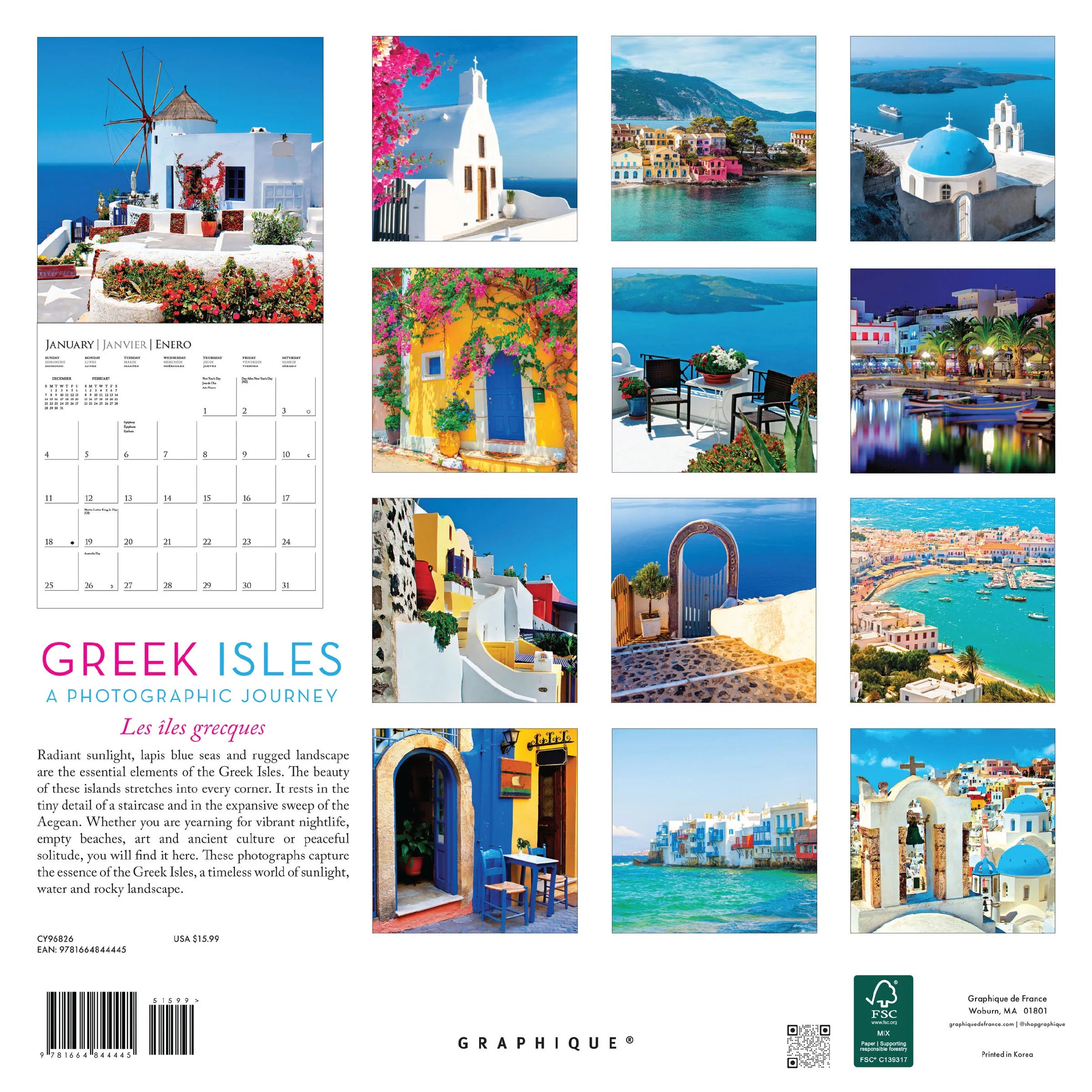 Greek Isles 2026 Wall Calendar
