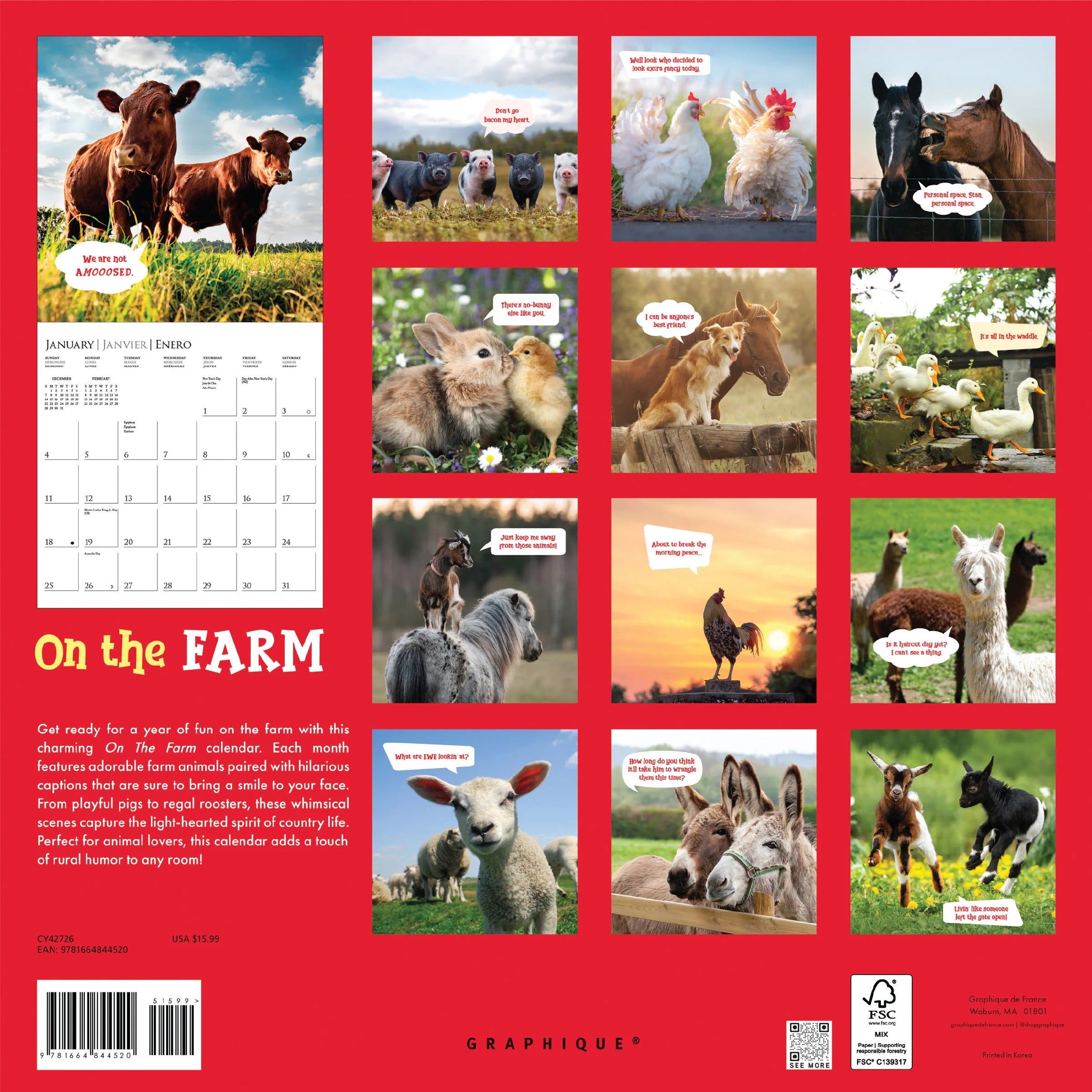 On The Farm 2026 Wall Calendar