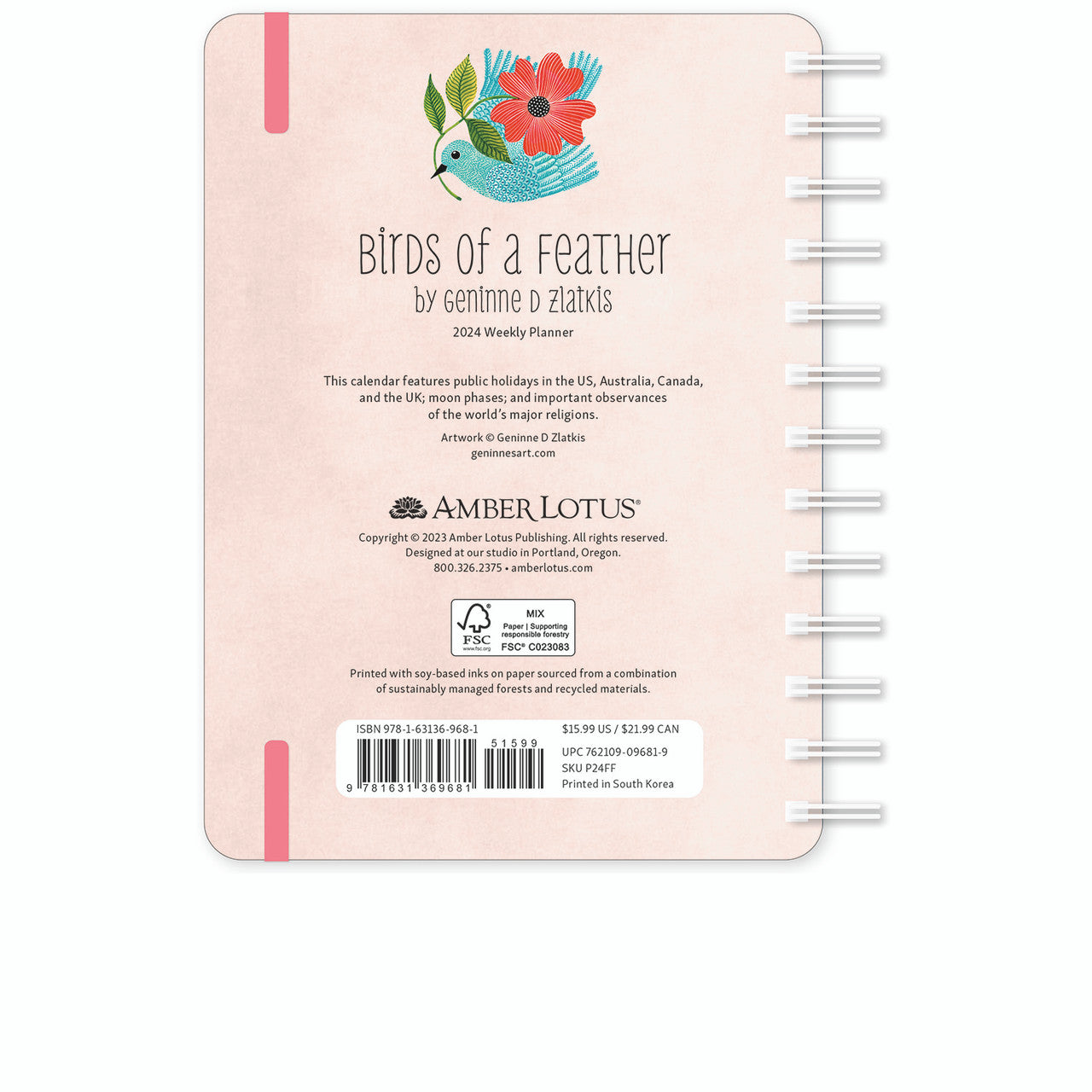 Birds of A Feather by Geninne D. Zlatkis 2024 Weekly Planner    