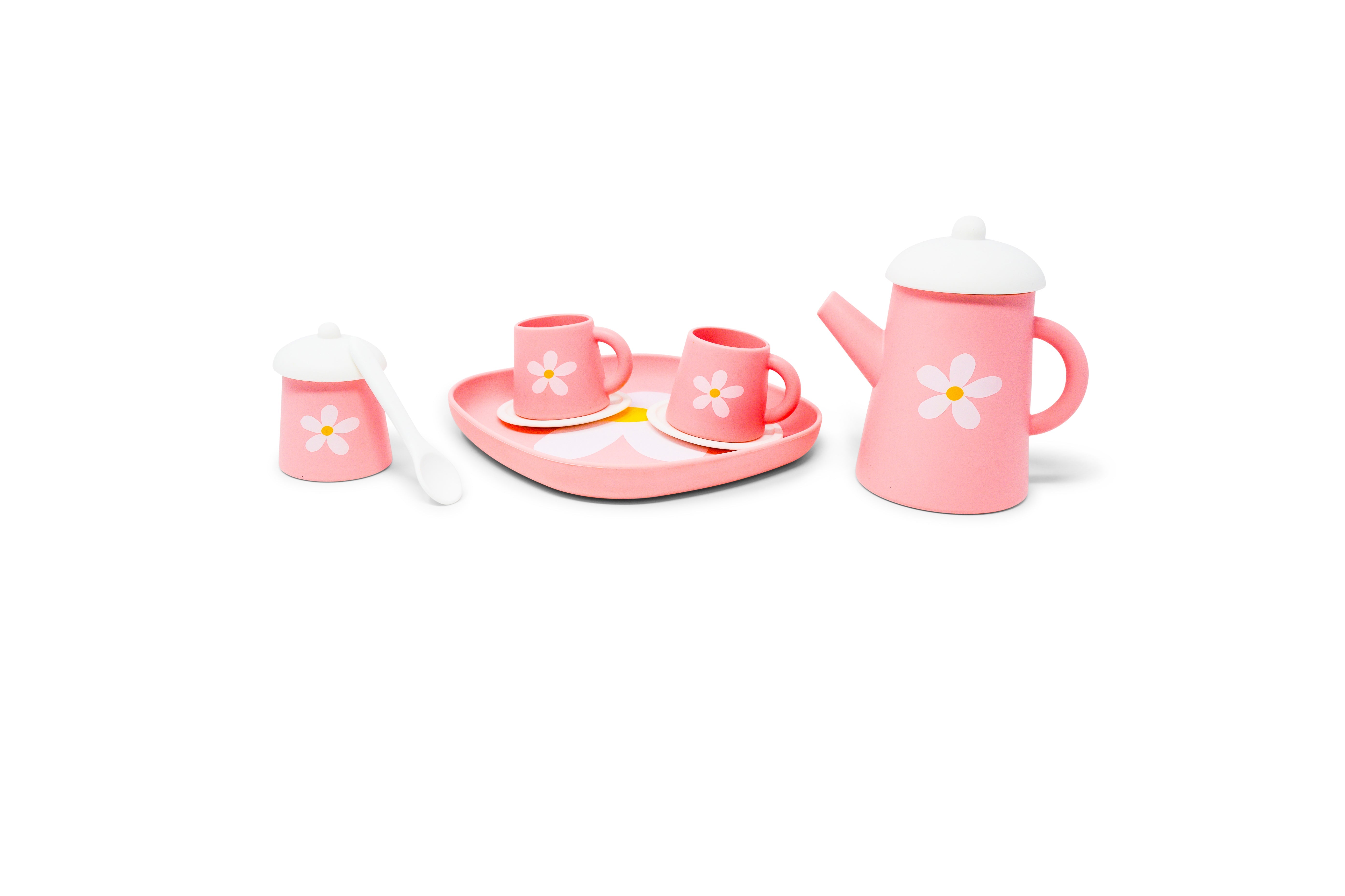 Jack Rabbit Pink Silicone Tea Set: Flower Power
