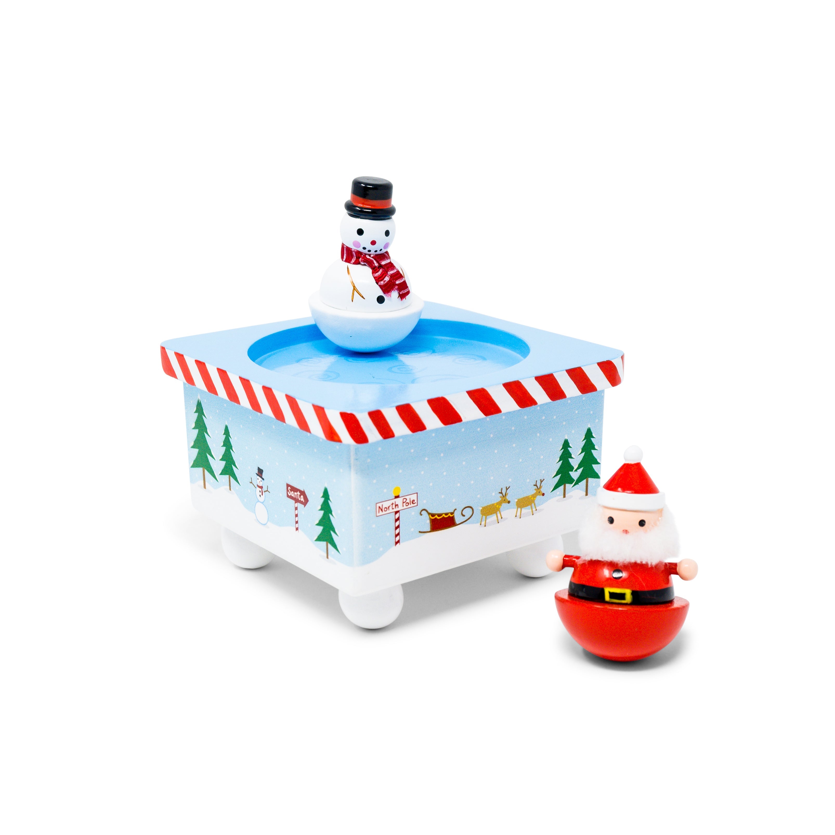 Jack Rabbit Dancing Santa & Frosty Music Box