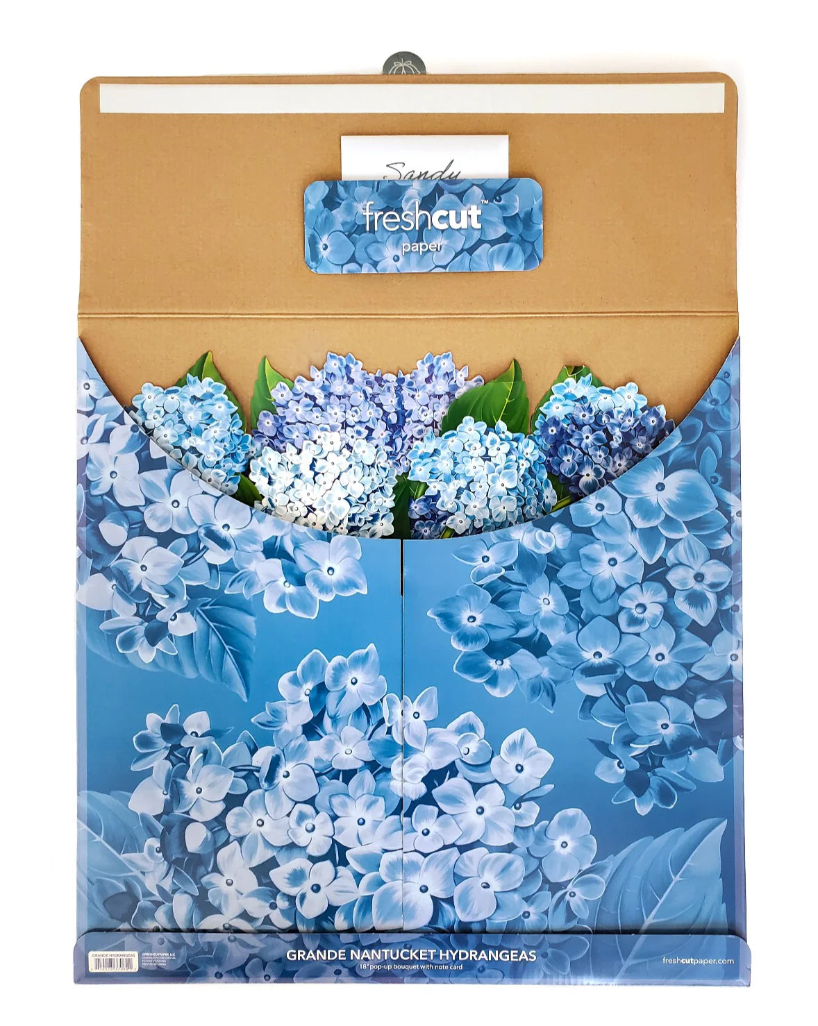 Nantucket Hydrangeas Pop Up Flower Bouquet Greeting Card    