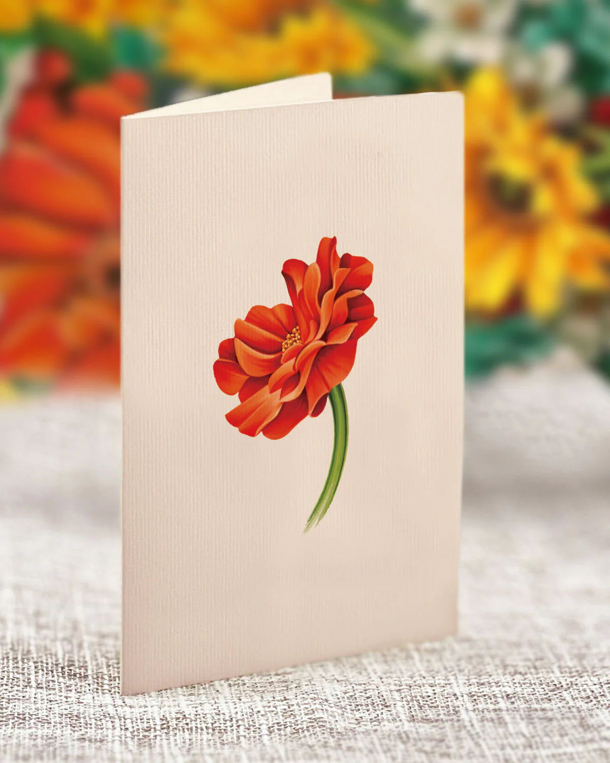 Pumpkin Harvest Mini Pop Up Flower Bouquet Greeting Card    