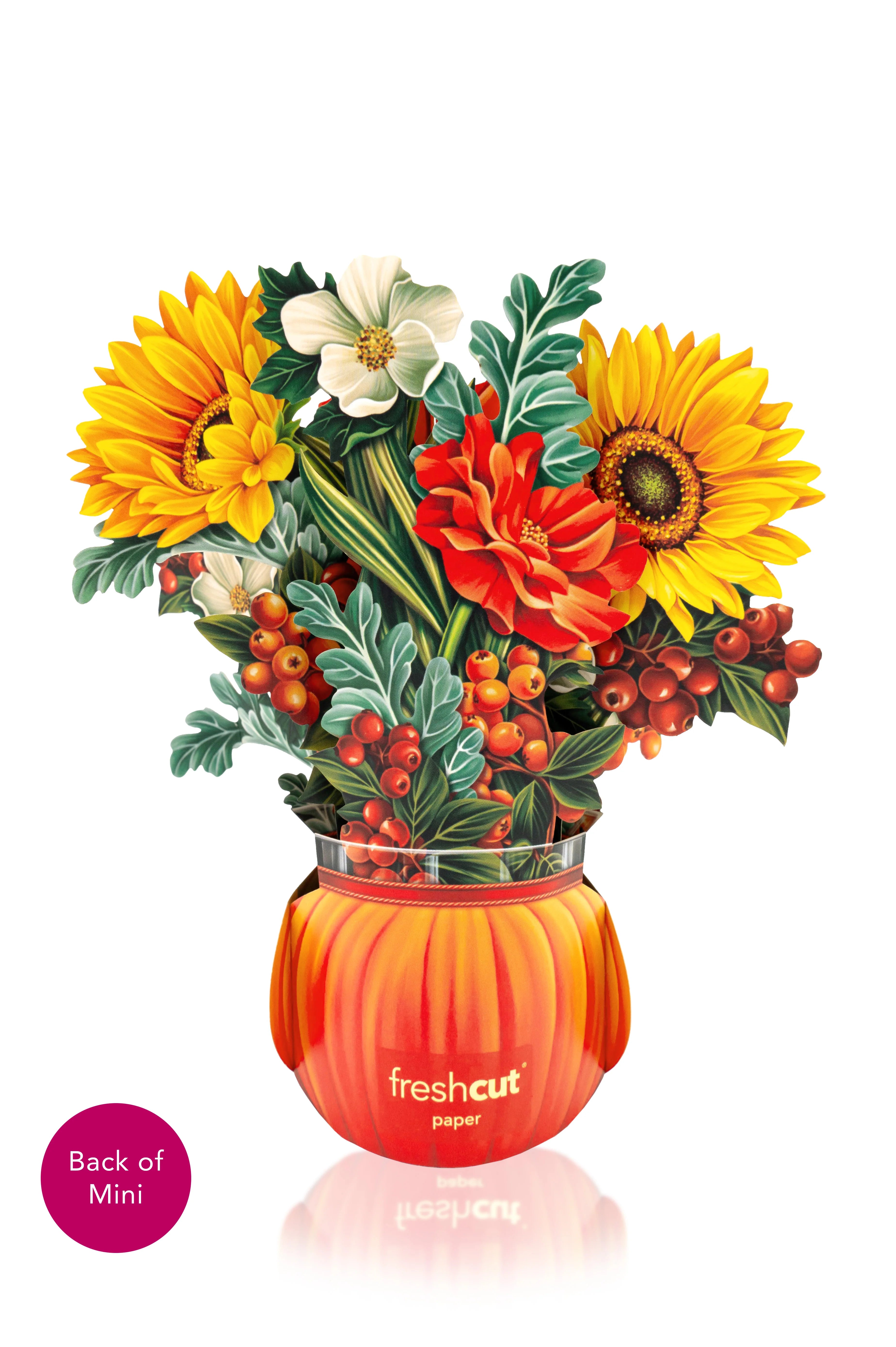 Pumpkin Harvest Mini Pop Up Flower Bouquet Greeting Card    