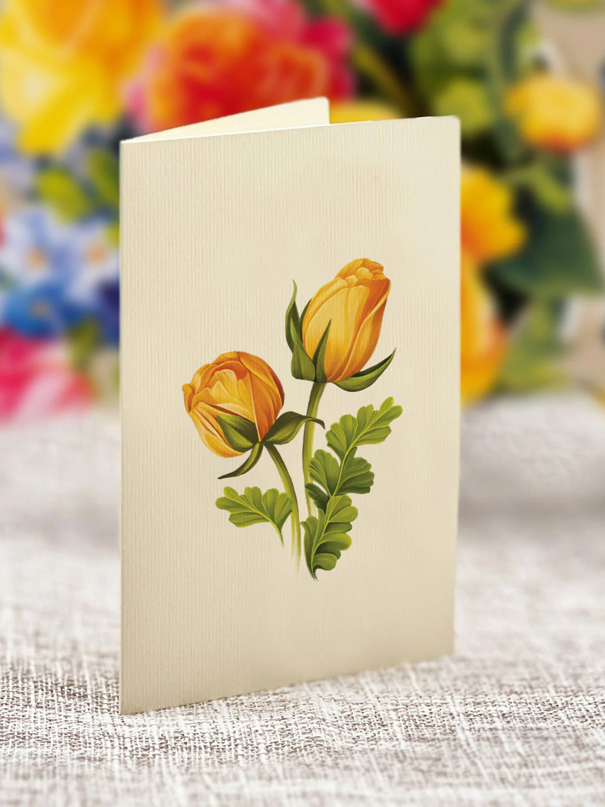 Sorbet Roses Mini Pop Up Flower Bouquet Greeting Card    