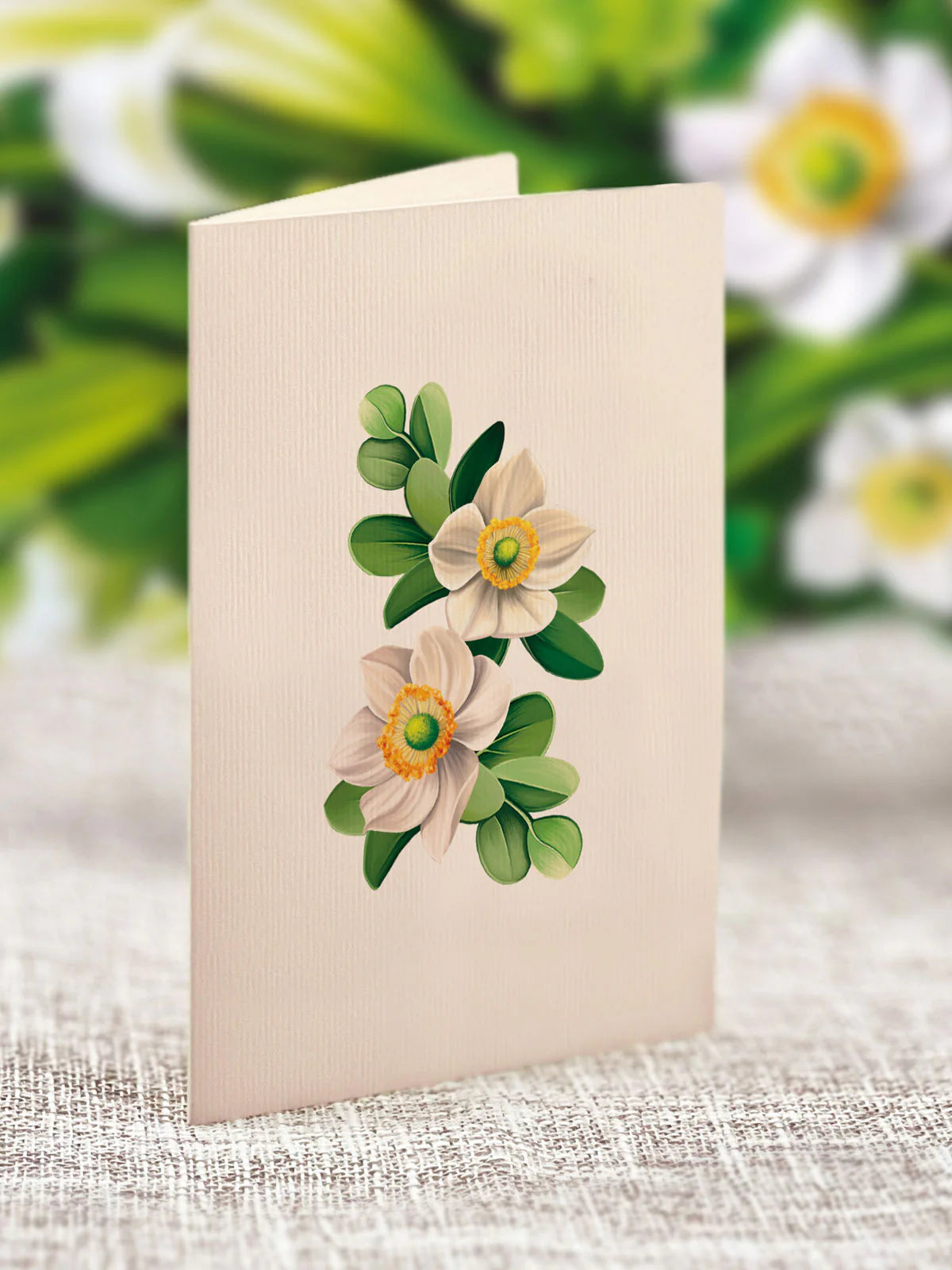 Ivory & Sage Mini Pop Up Flower Bouquet Greeting Card    