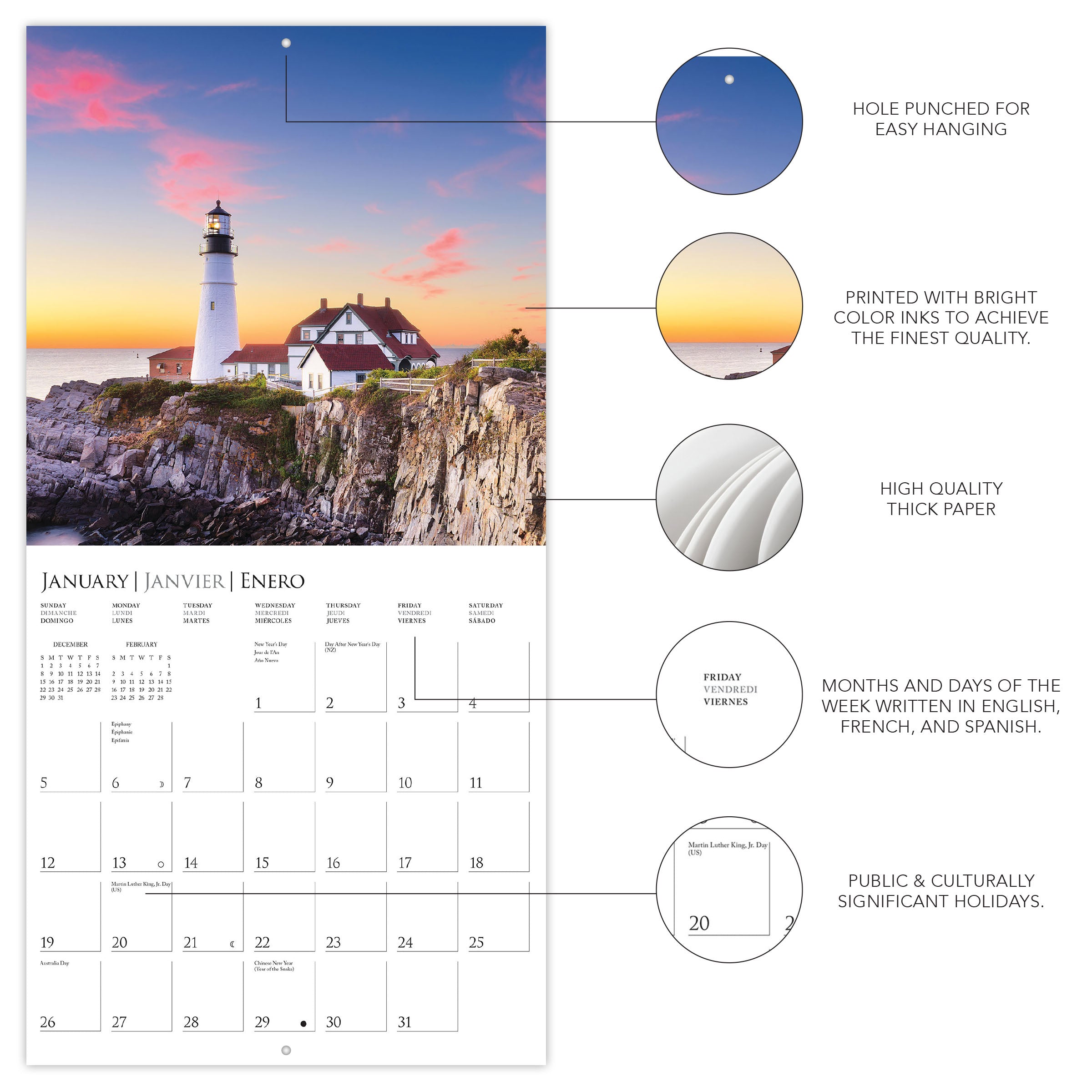 Lighthouses 2025 Wall Calendar    