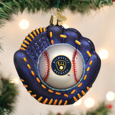 Old World Christmas MLB Milwaukee Brewers Mitt and Ball Ornament