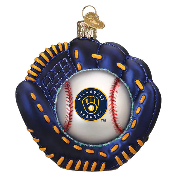 Old World Christmas MLB Milwaukee Brewers Mitt and Ball Ornament