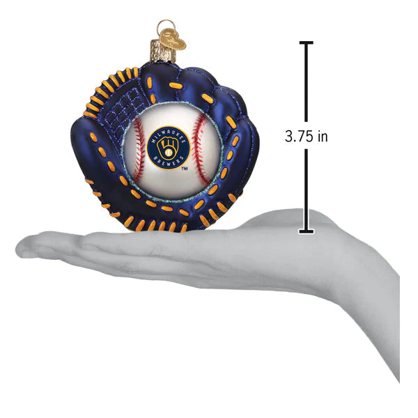 Old World Christmas MLB Milwaukee Brewers Mitt and Ball Ornament