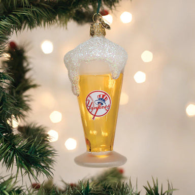 Old World Christmas MLB NY Yankees Beer Glass Ornament
