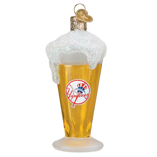 Old World Christmas MLB NY Yankees Beer Glass Ornament
