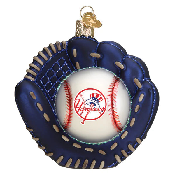 Old World Christmas MLB NY Yankees Mitt and Ball Ornament