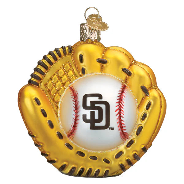 Old World Christmas San Diego Padres Baseball Mitt Ornament