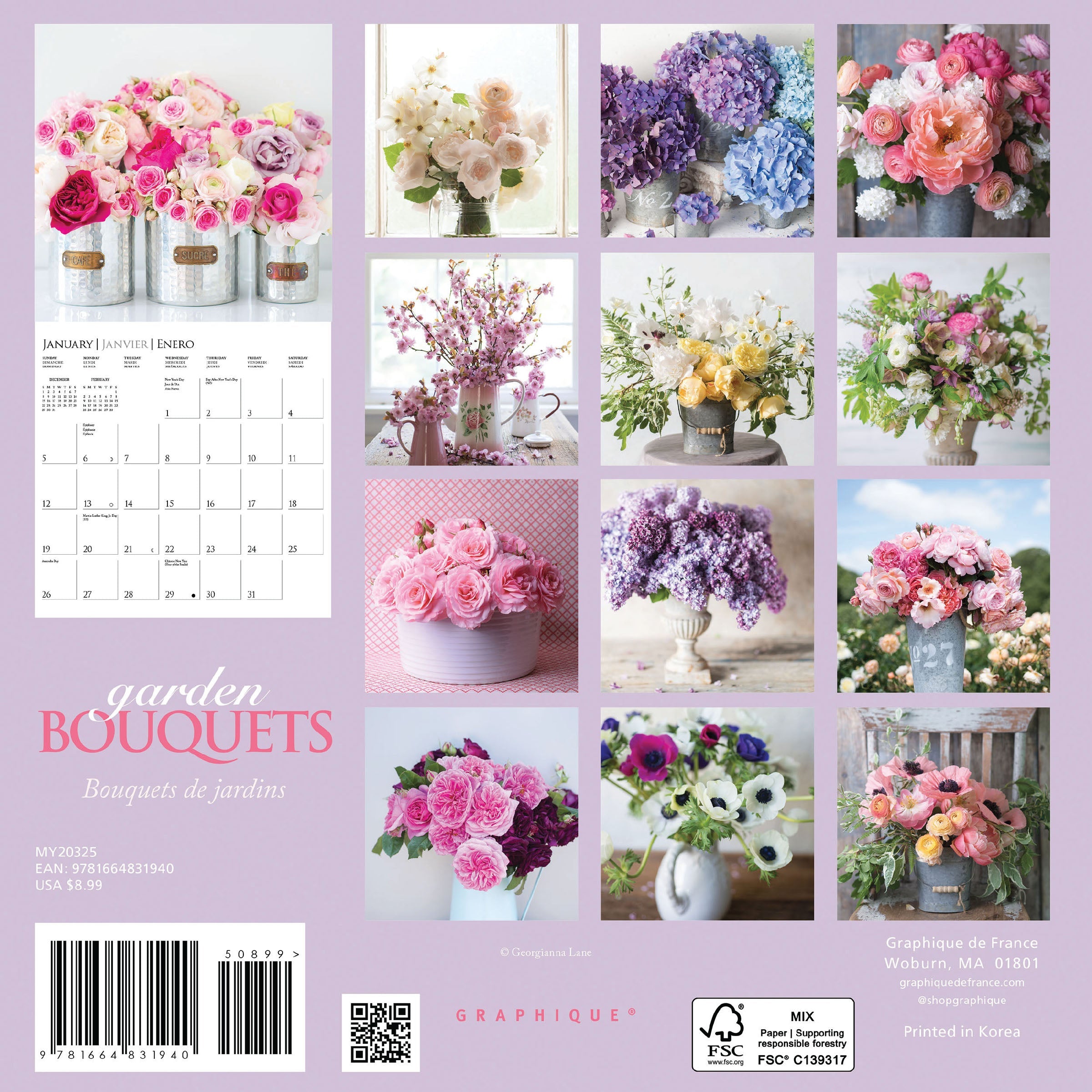 Garden Bouquets 2025 Mini Wall Calendar    