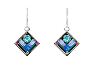 Firefly Architectural Diamond Earrings - Light Turquoise    