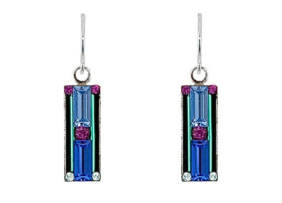 Firefly Architectural Medium Rectangle Earrings - Light Turquoise    