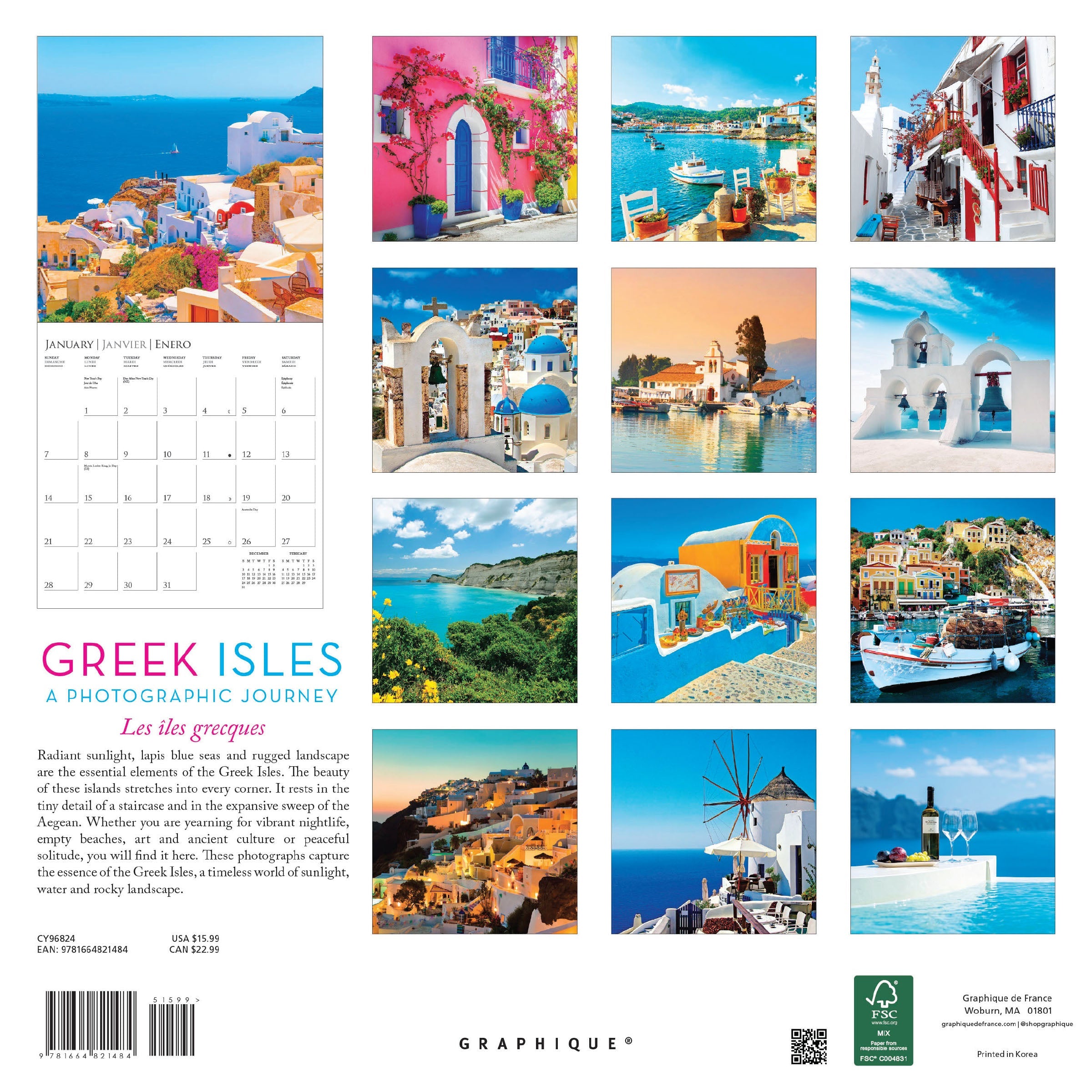 Greek Isles 2024 Wall Calendar    