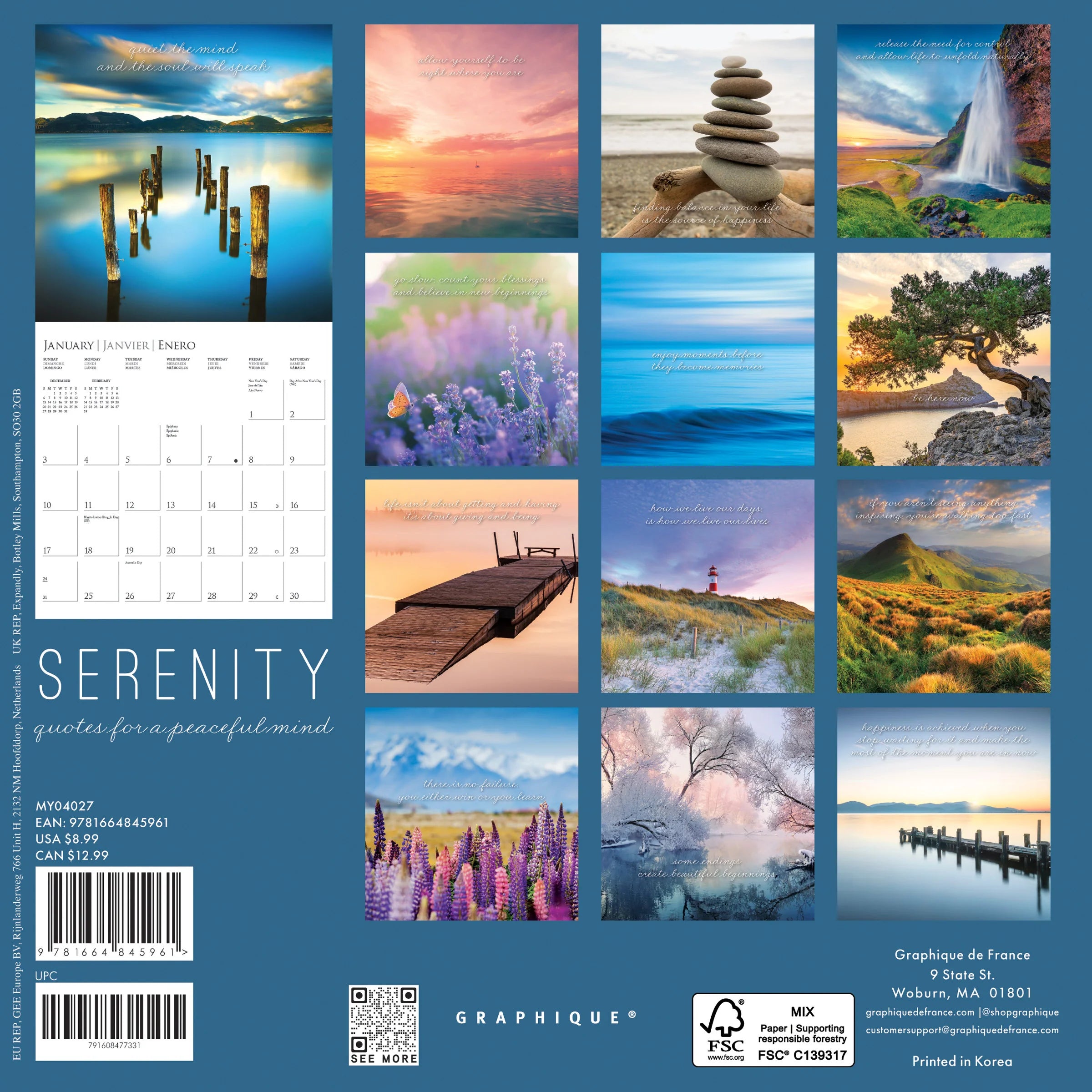 GRPH Serenity 2027 Mini Wall Calendar