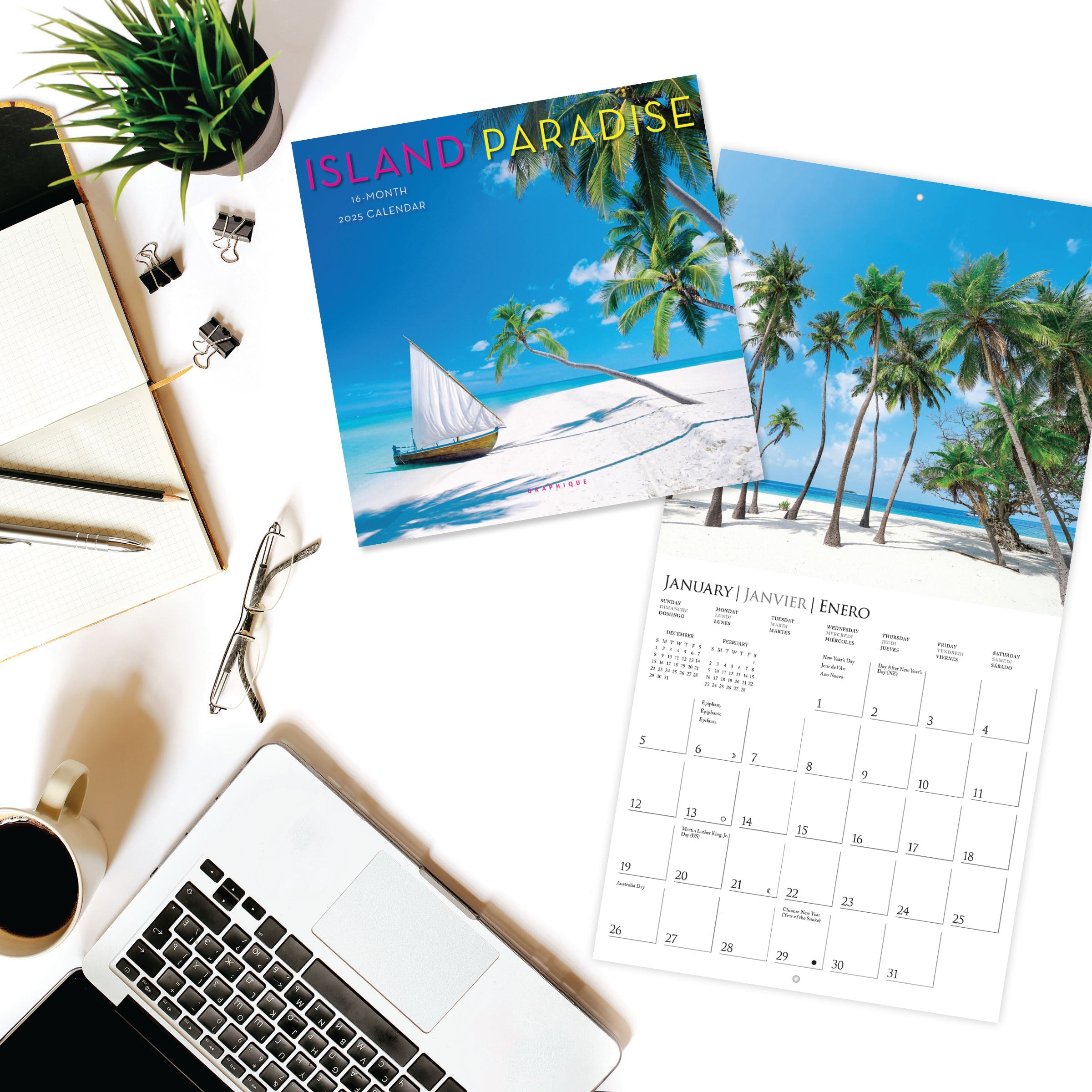 Island Paradise 2025 Mini Wall Calendar    