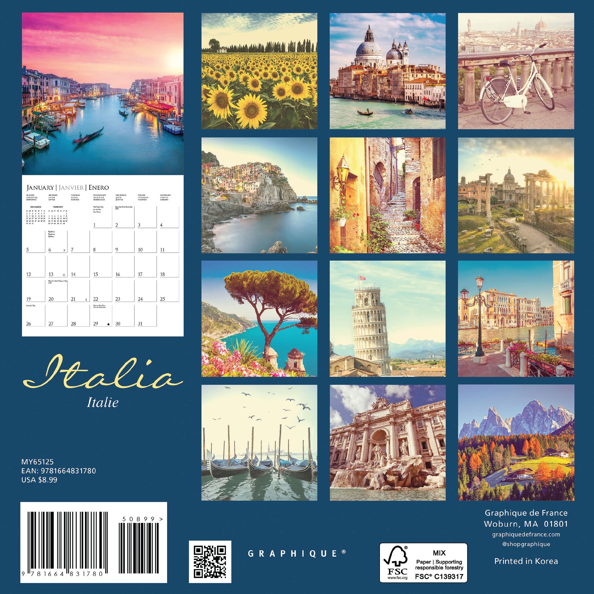 Italia 2025 Mini Wall Calendar    