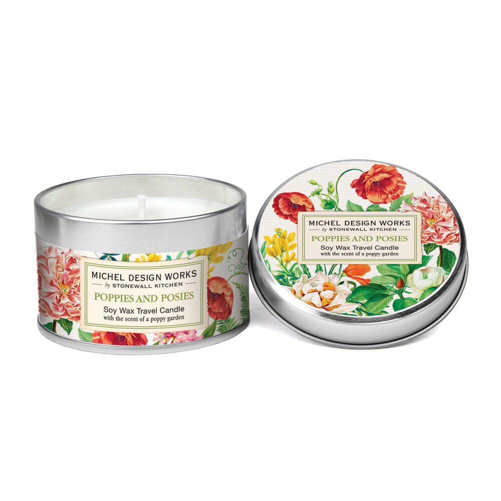 Poppies And Peonies Soy Wax Travel Candle    