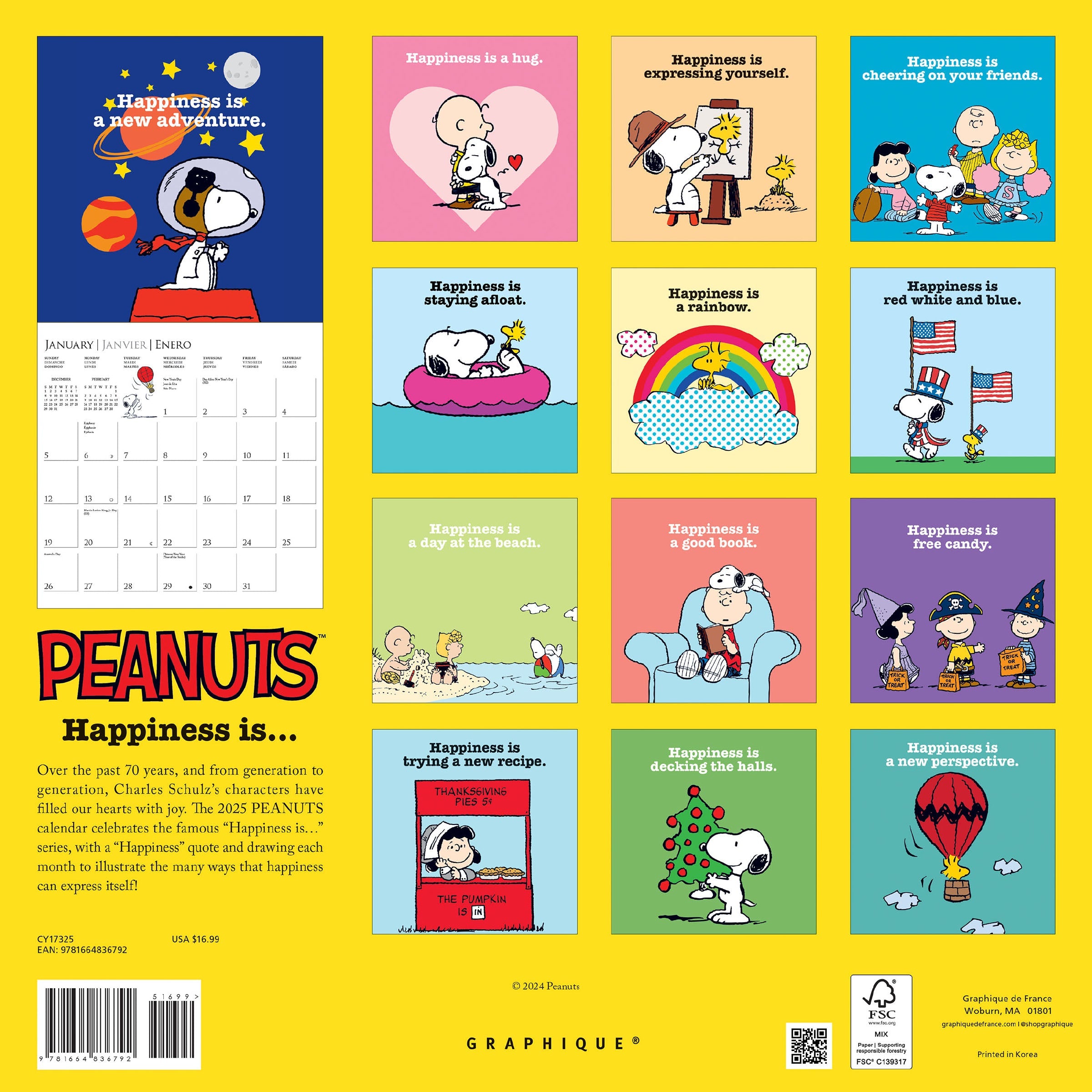 Peanuts Happiness Is... 2025 Wall Calendar    