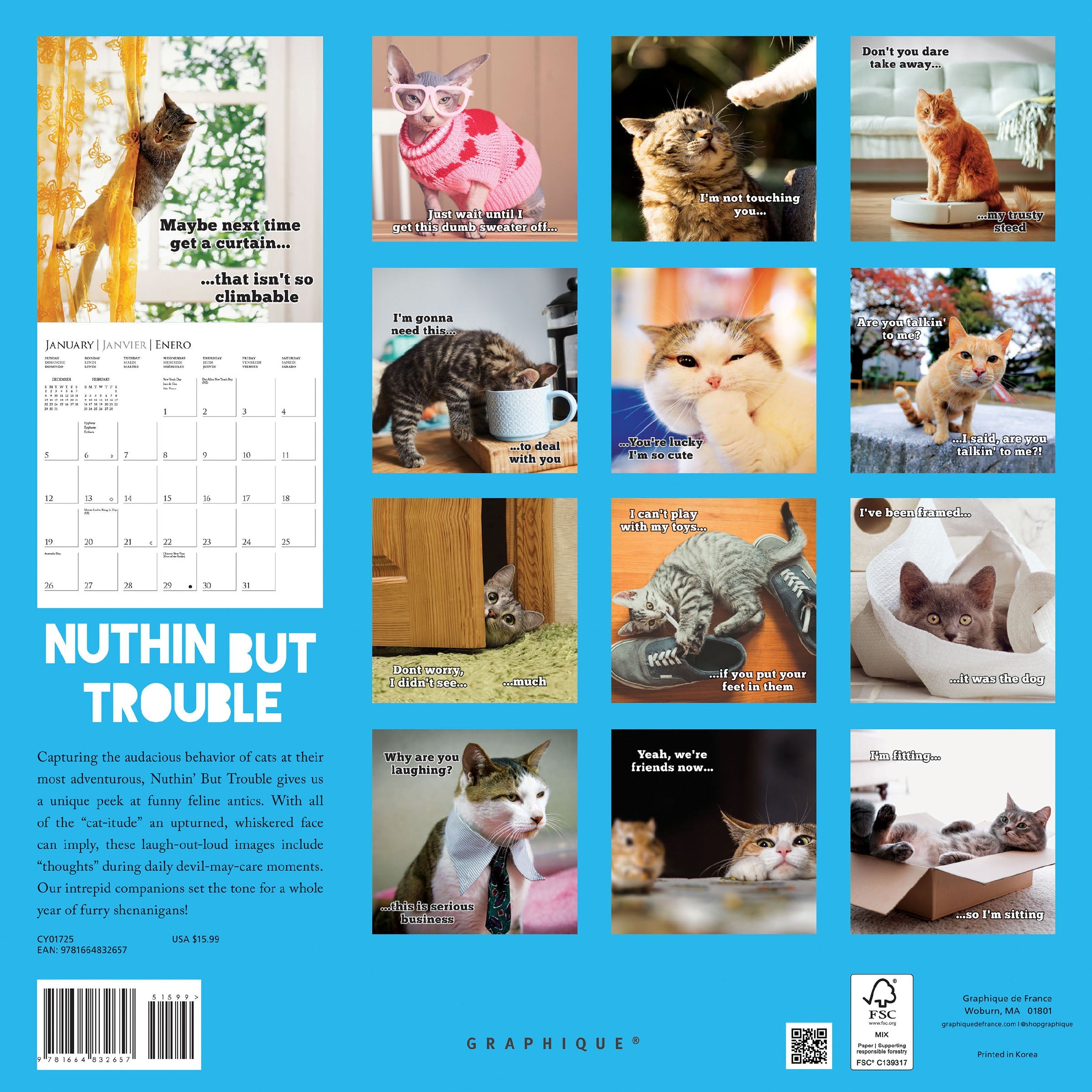 Nuthin But Trouble 2025 Wall Calendar    