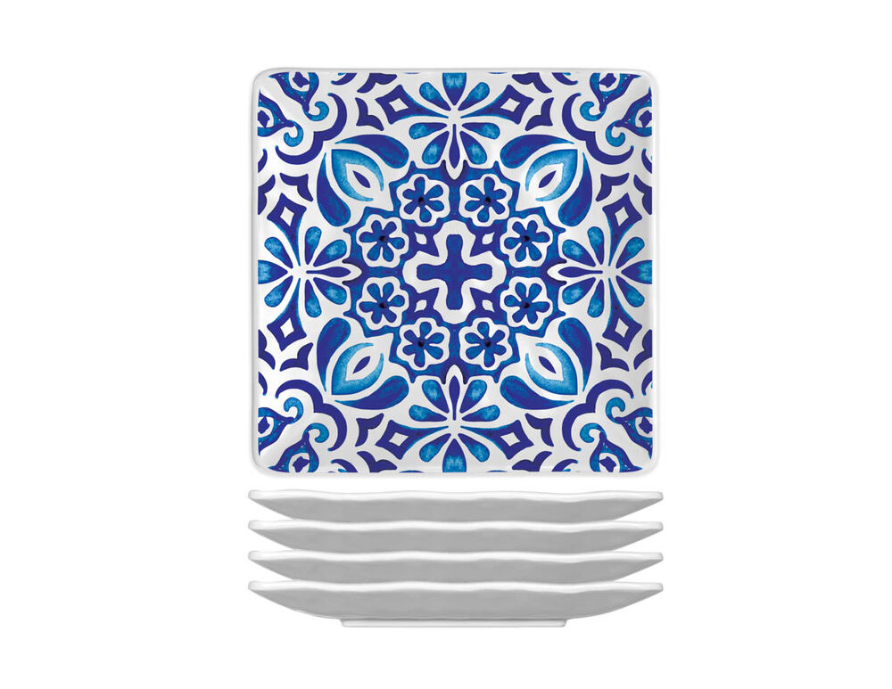 Indigo Seas Set of 4 Melamine Canapé Plates