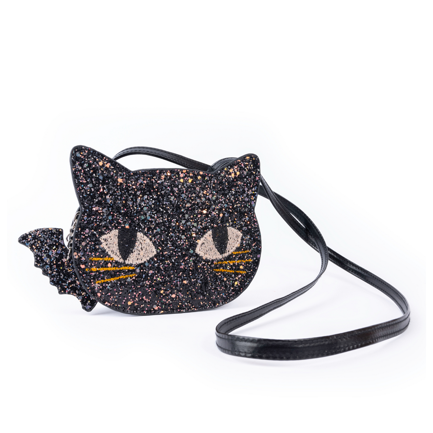 CE Cat's Meow Black Chunky Glitter Kitty Purse